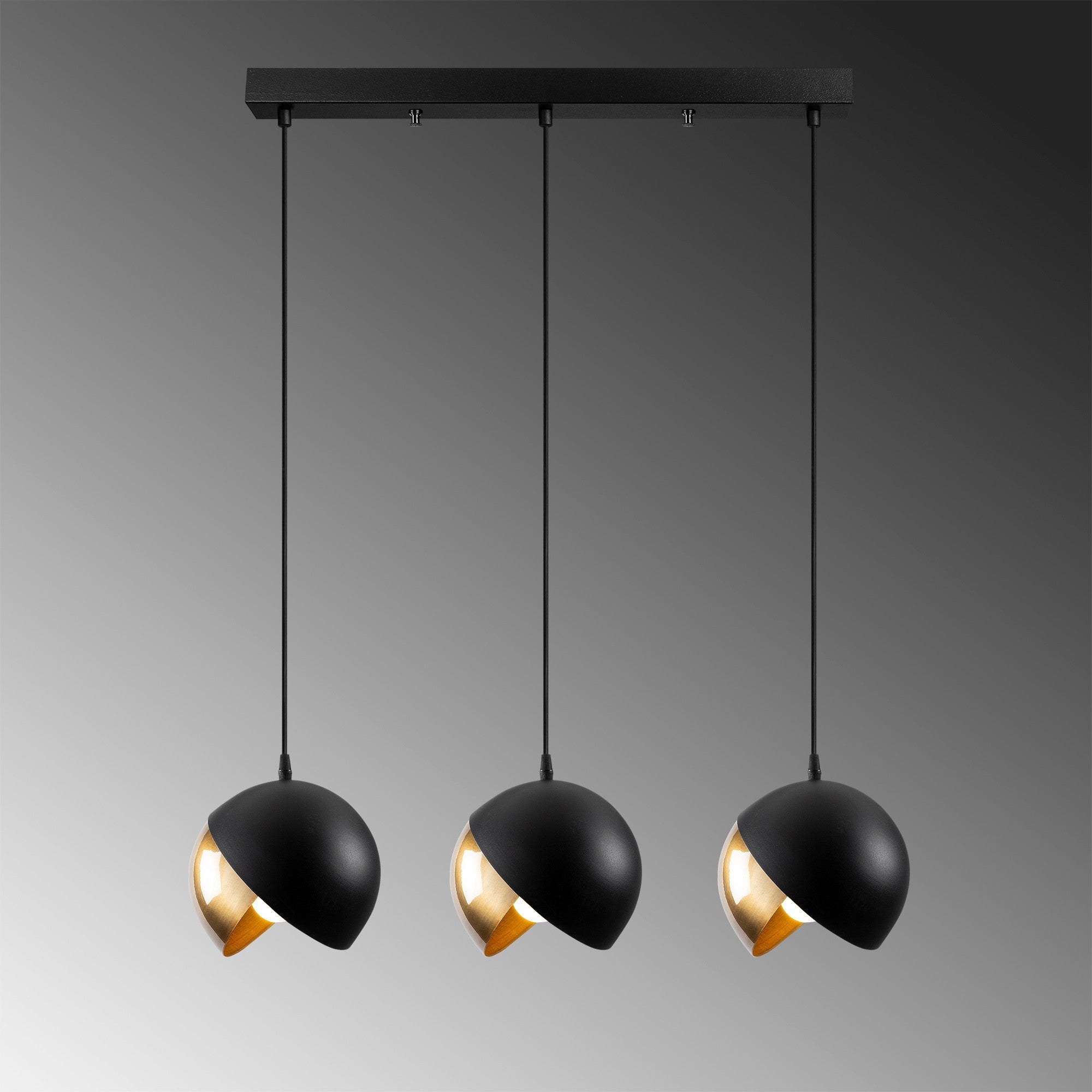 Lampa wisząca Hortensis x3 czarno/złota