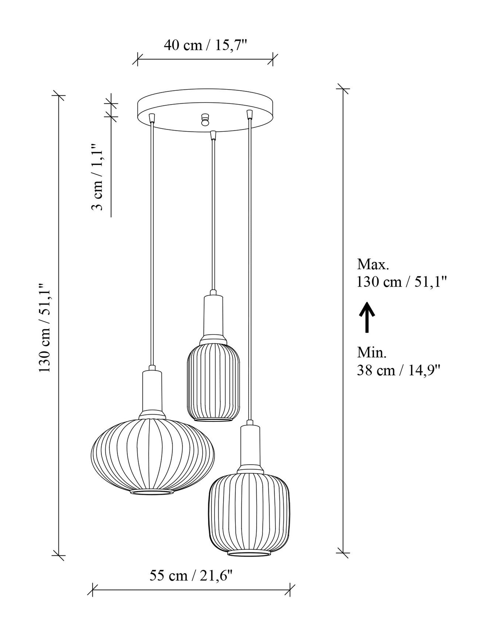 Lampa wisząca Asker x3 biało-złota