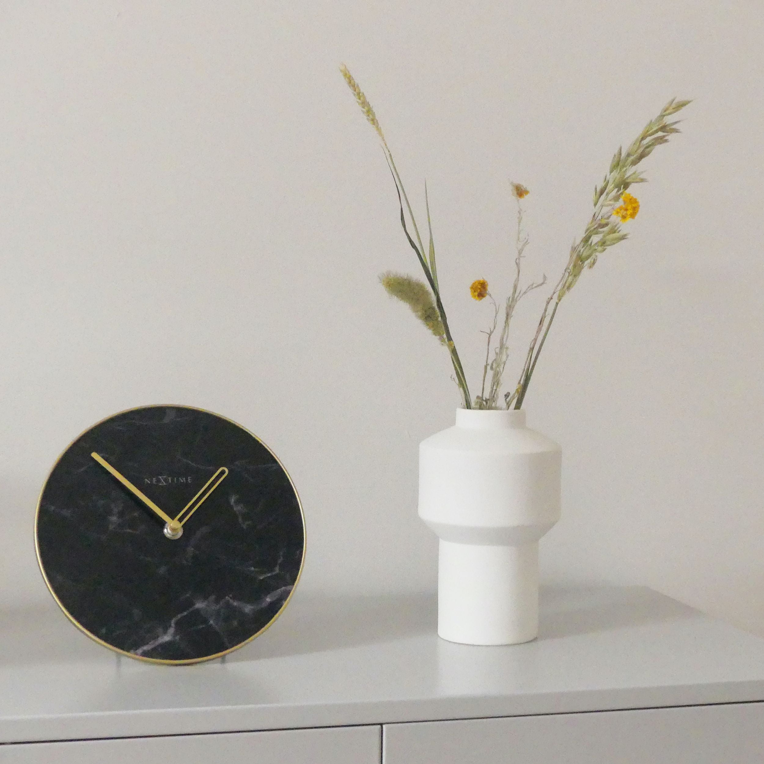 Zegar stojący Marble 20 cm czarno-złoty
