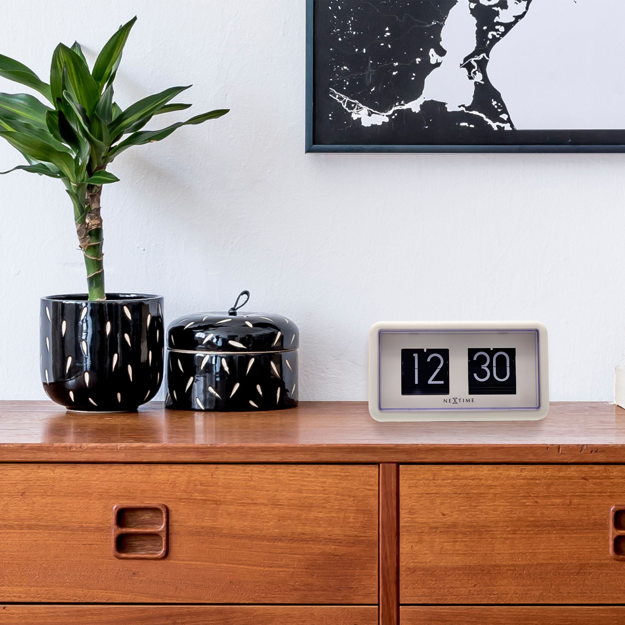 Zegar stojący Flip Clock 18x10 cm biały