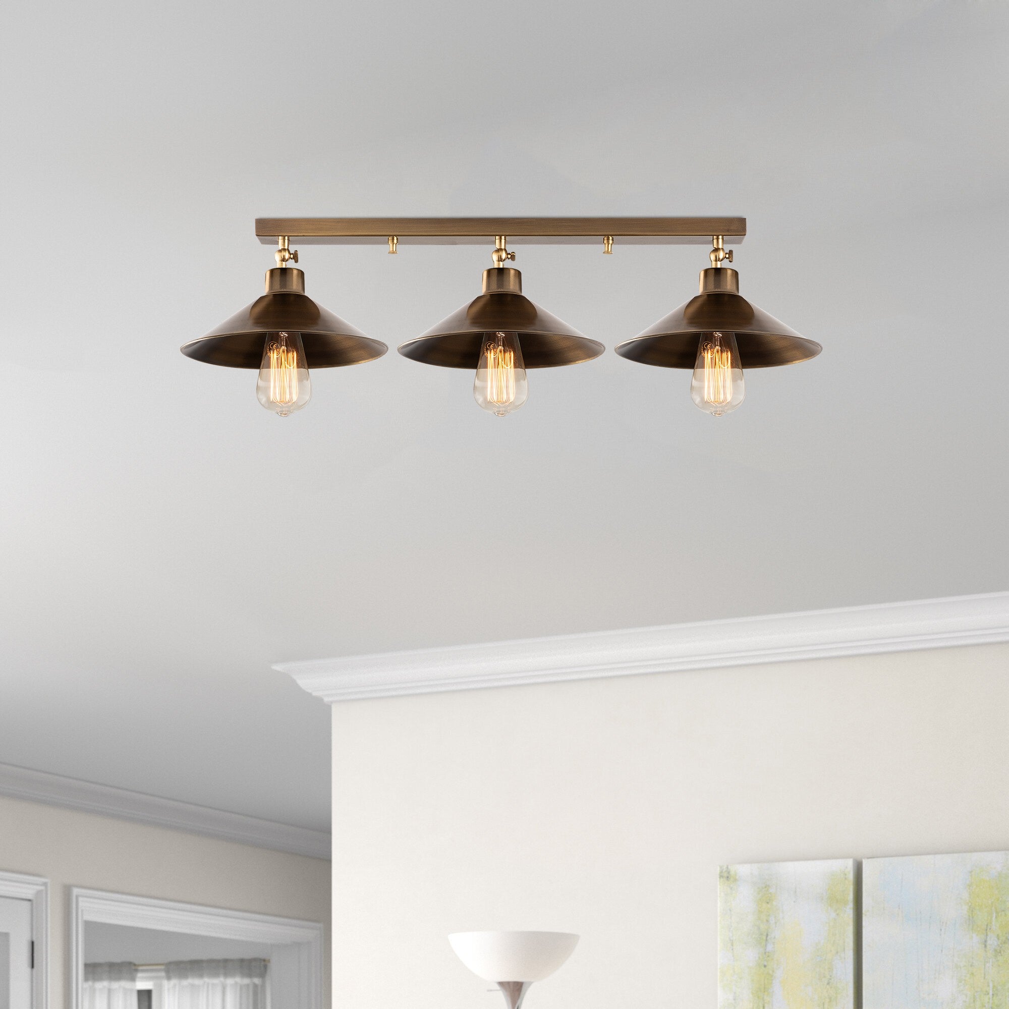 Lampa sufitowa Hortensis x3 80 cm złoto vintage