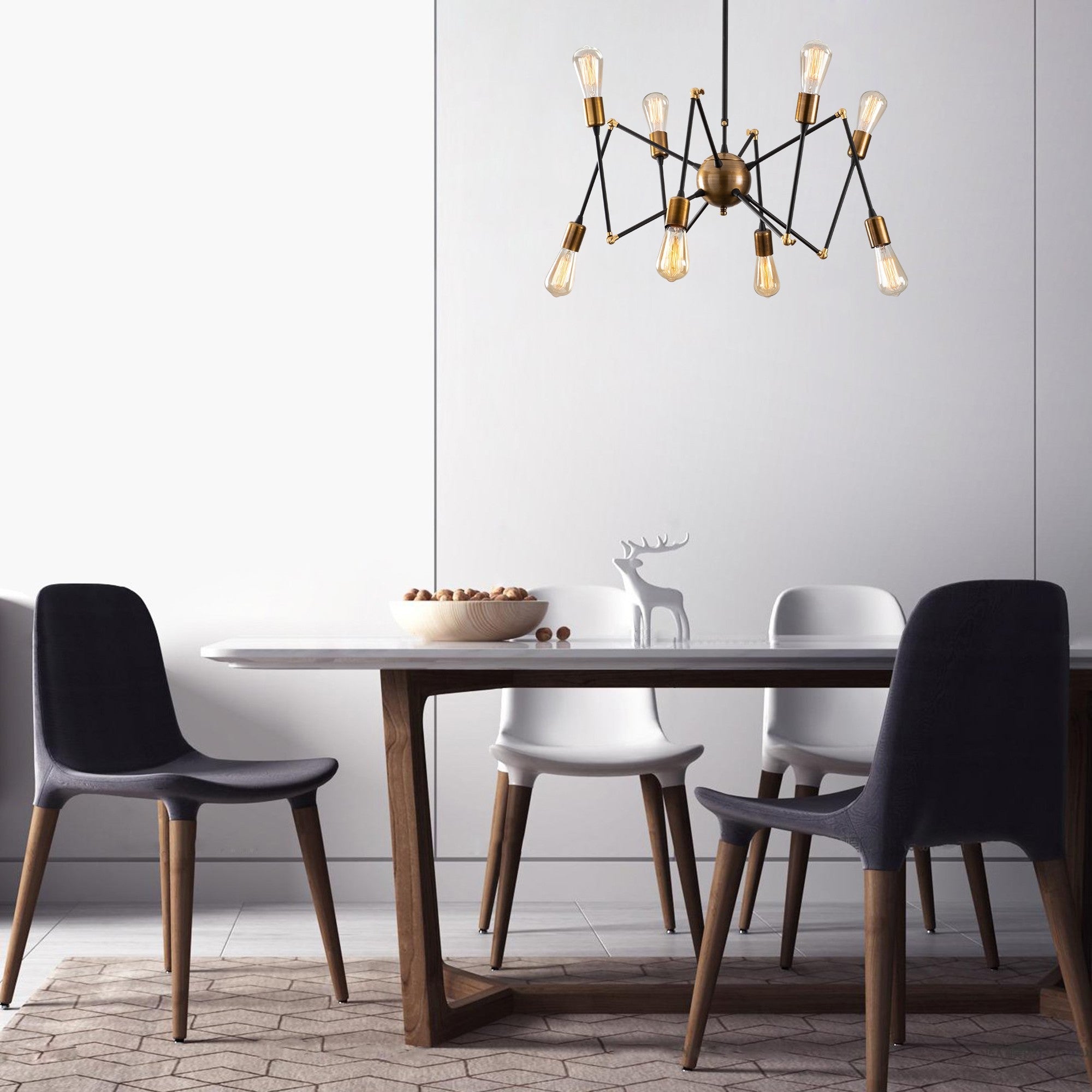 Lampa wisząca Herpo x8 czarna/ złoty vintage