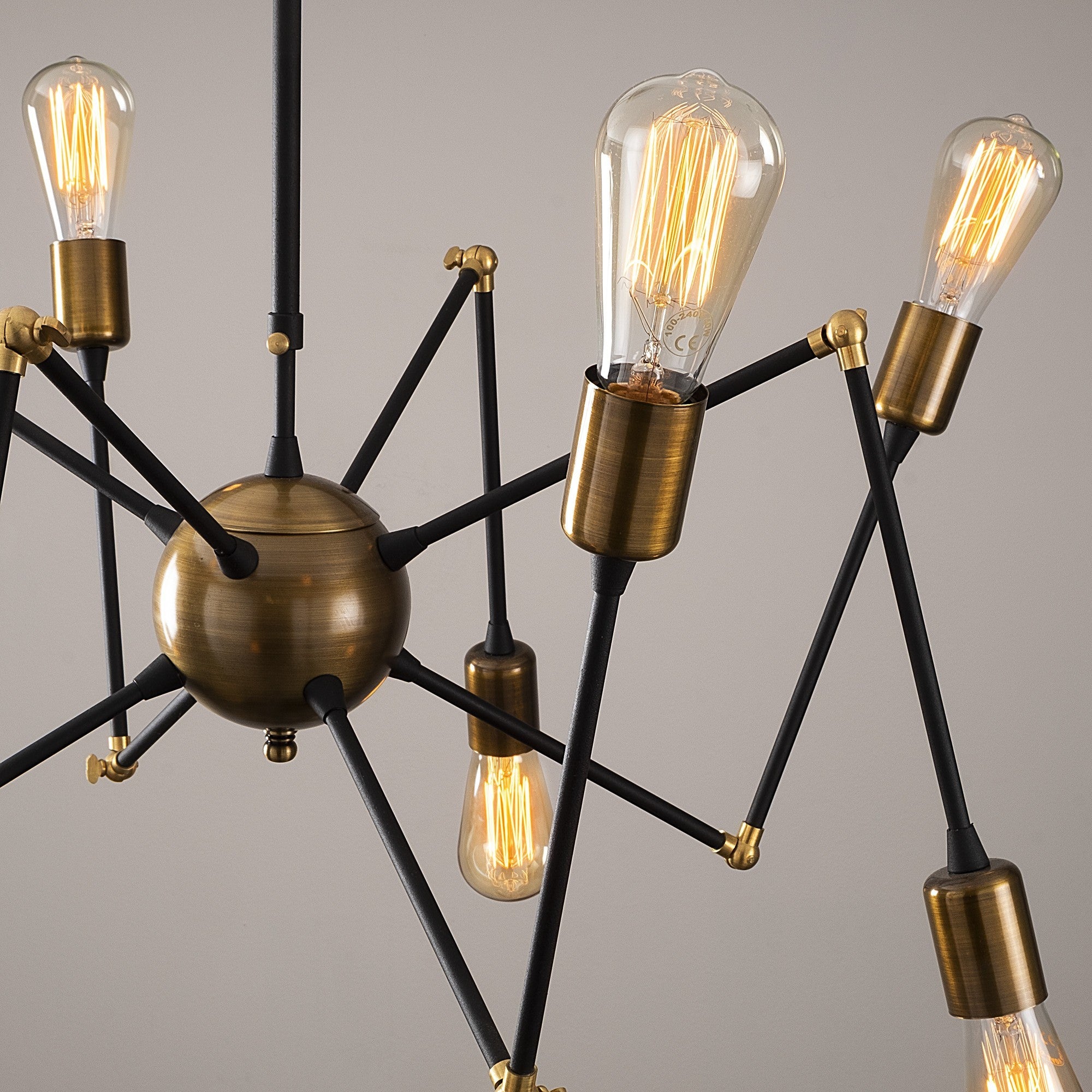 Lampa wisząca Herpo x8 czarna/ złoty vintage