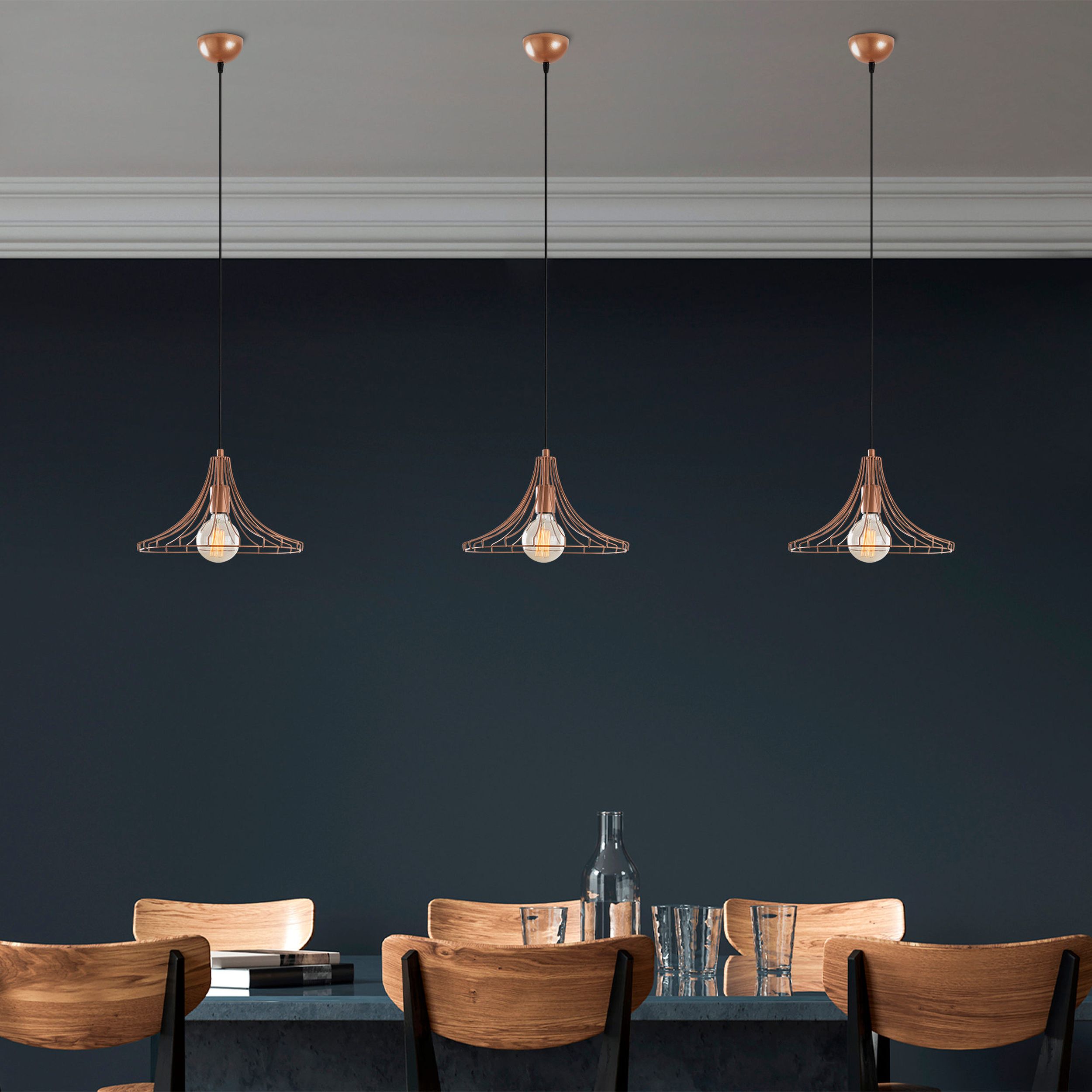 Lampa wisząca Tojil x1 stożek miedziana