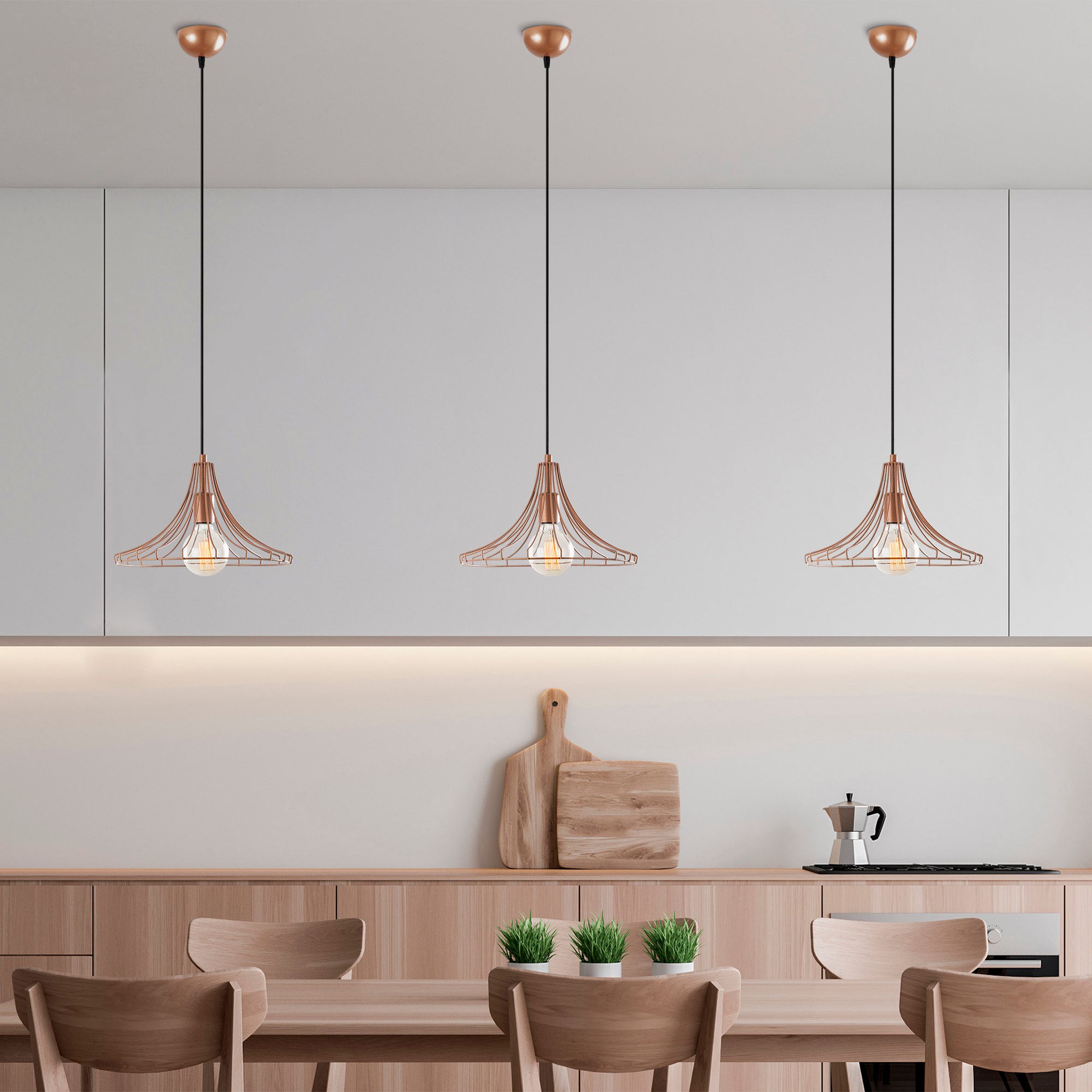Lampa wisząca Tojil x1 stożek miedziana