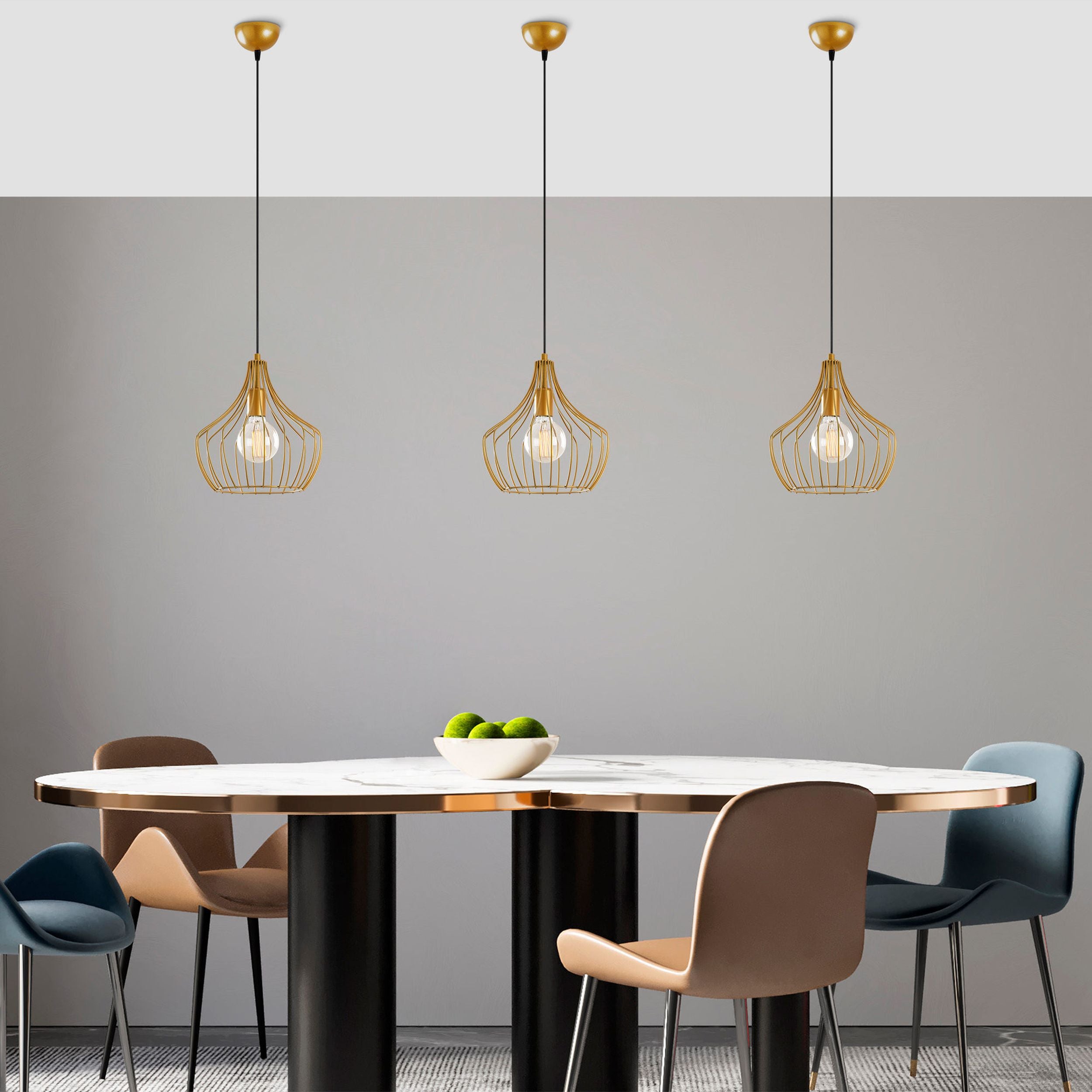 Lampa wisząca Tojil x1 zaokrąglona złota
