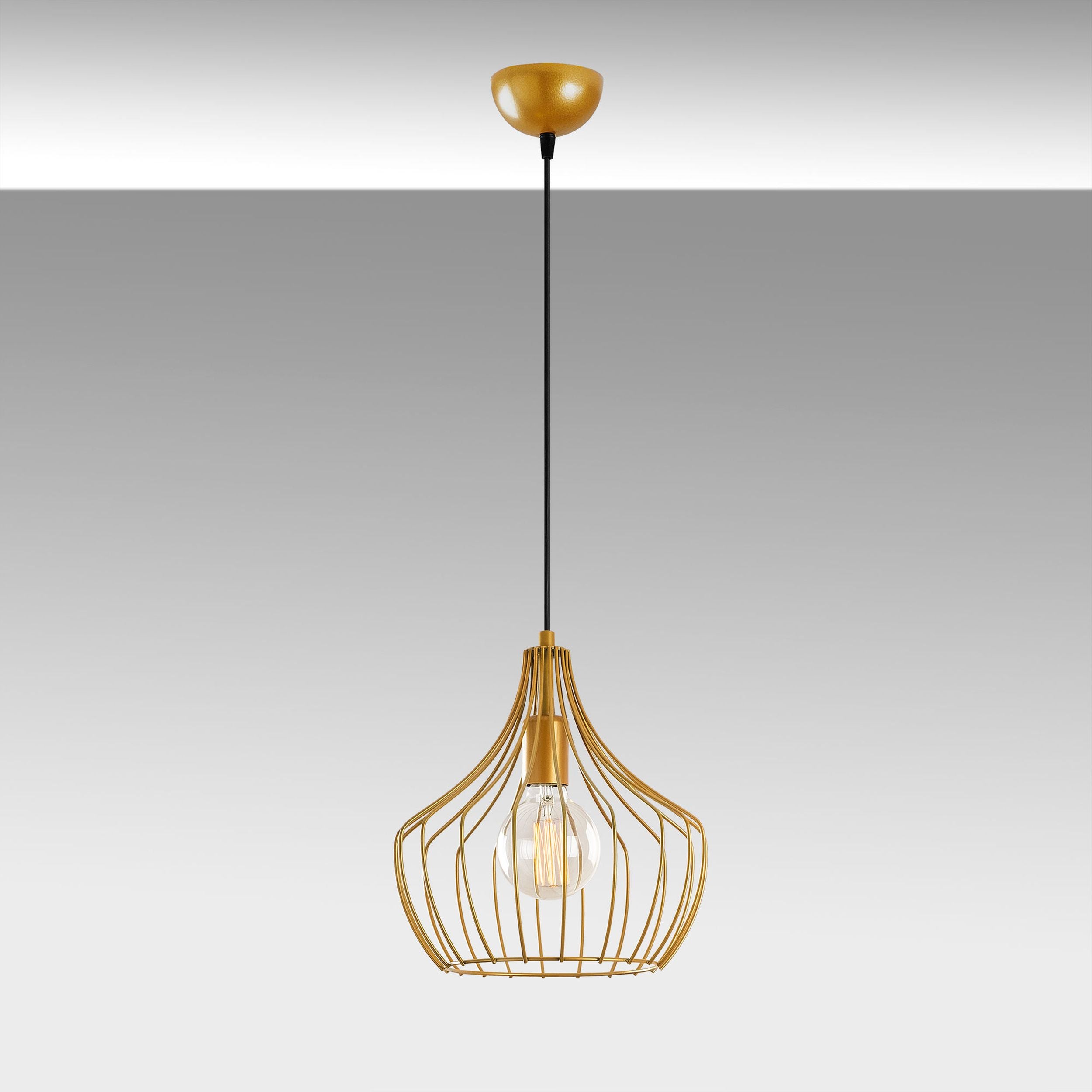 Lampa wisząca Tojil x1 zaokrąglona złota