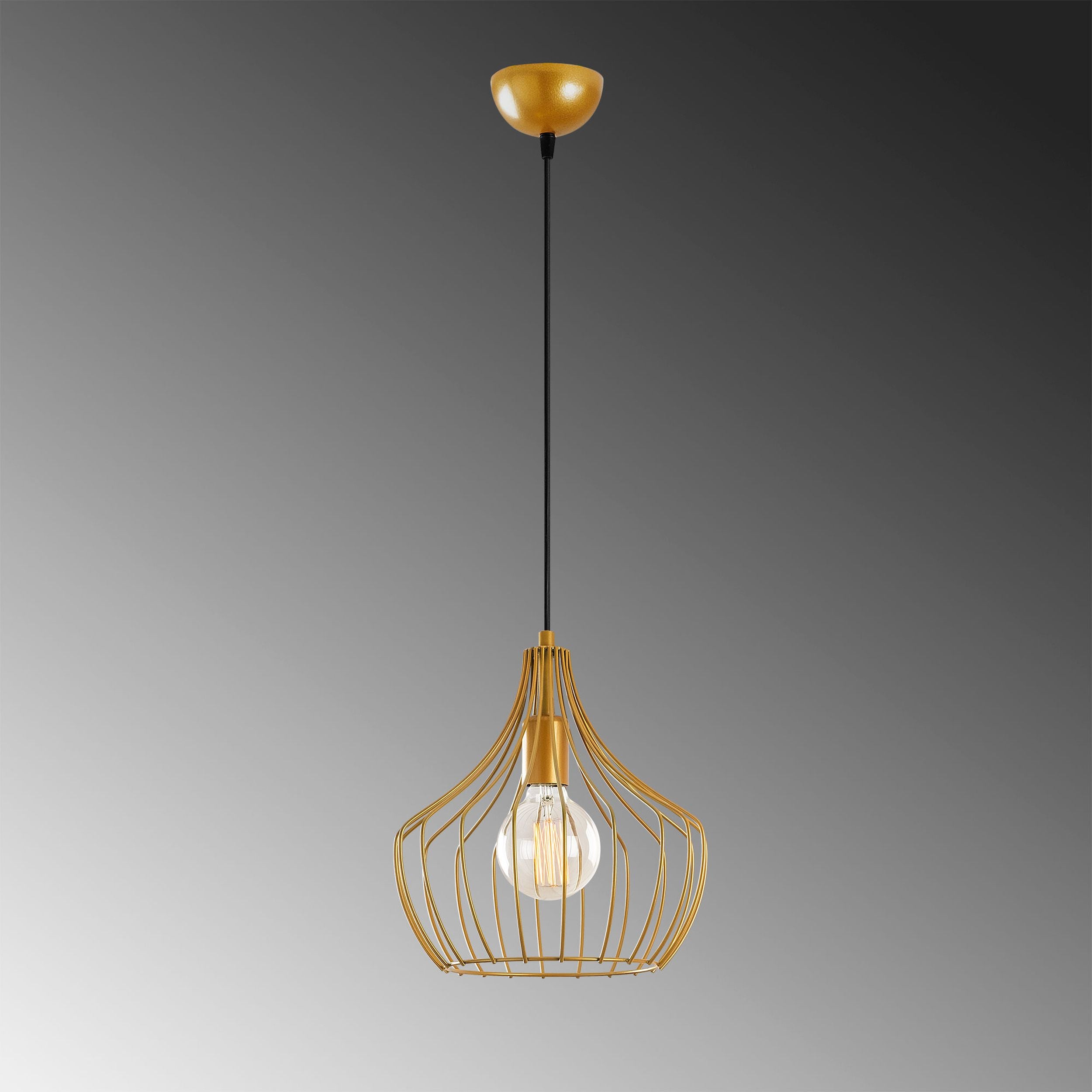 Lampa wisząca Tojil x1 zaokrąglona złota