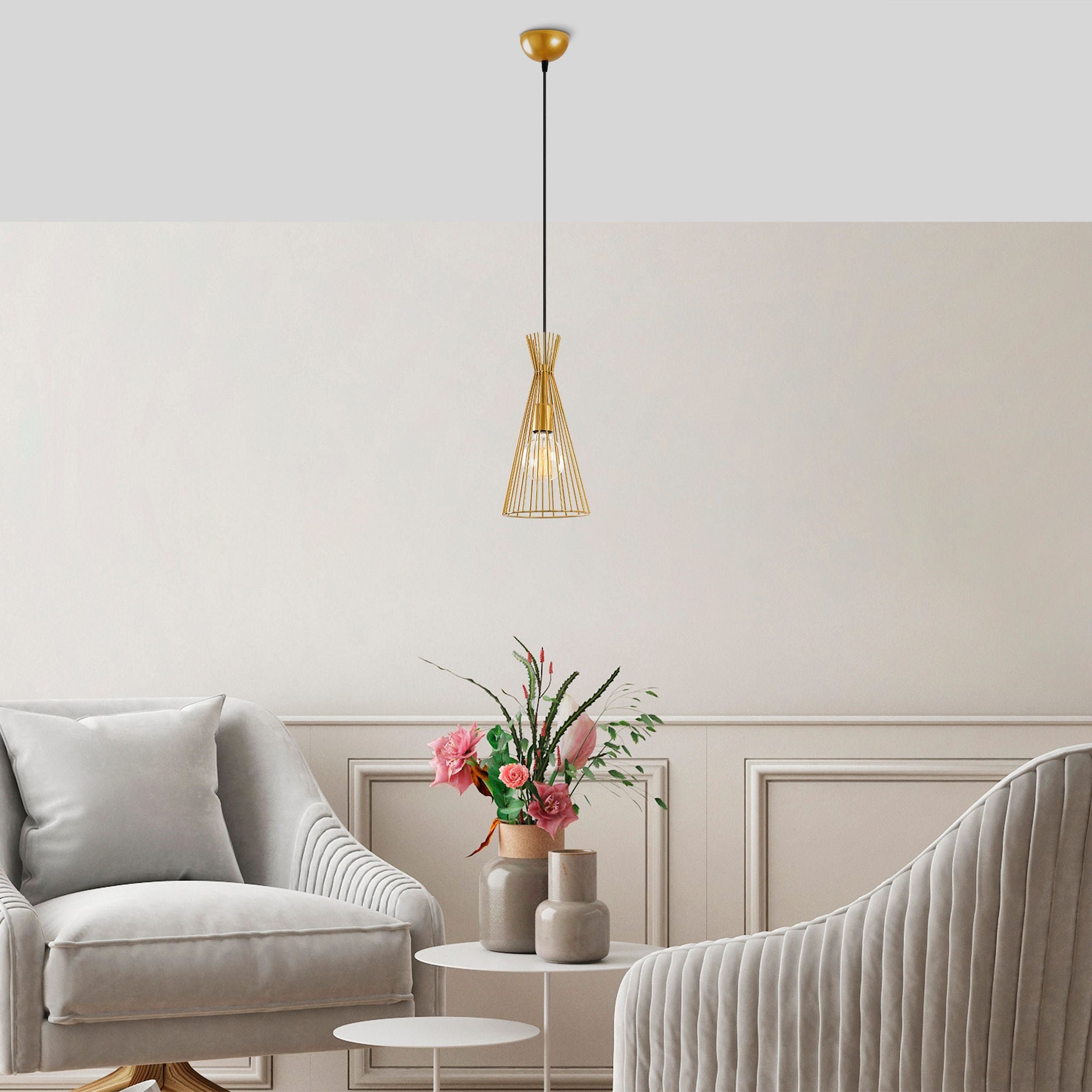 Lampa wisząca Tojil x1 trójkątna złota