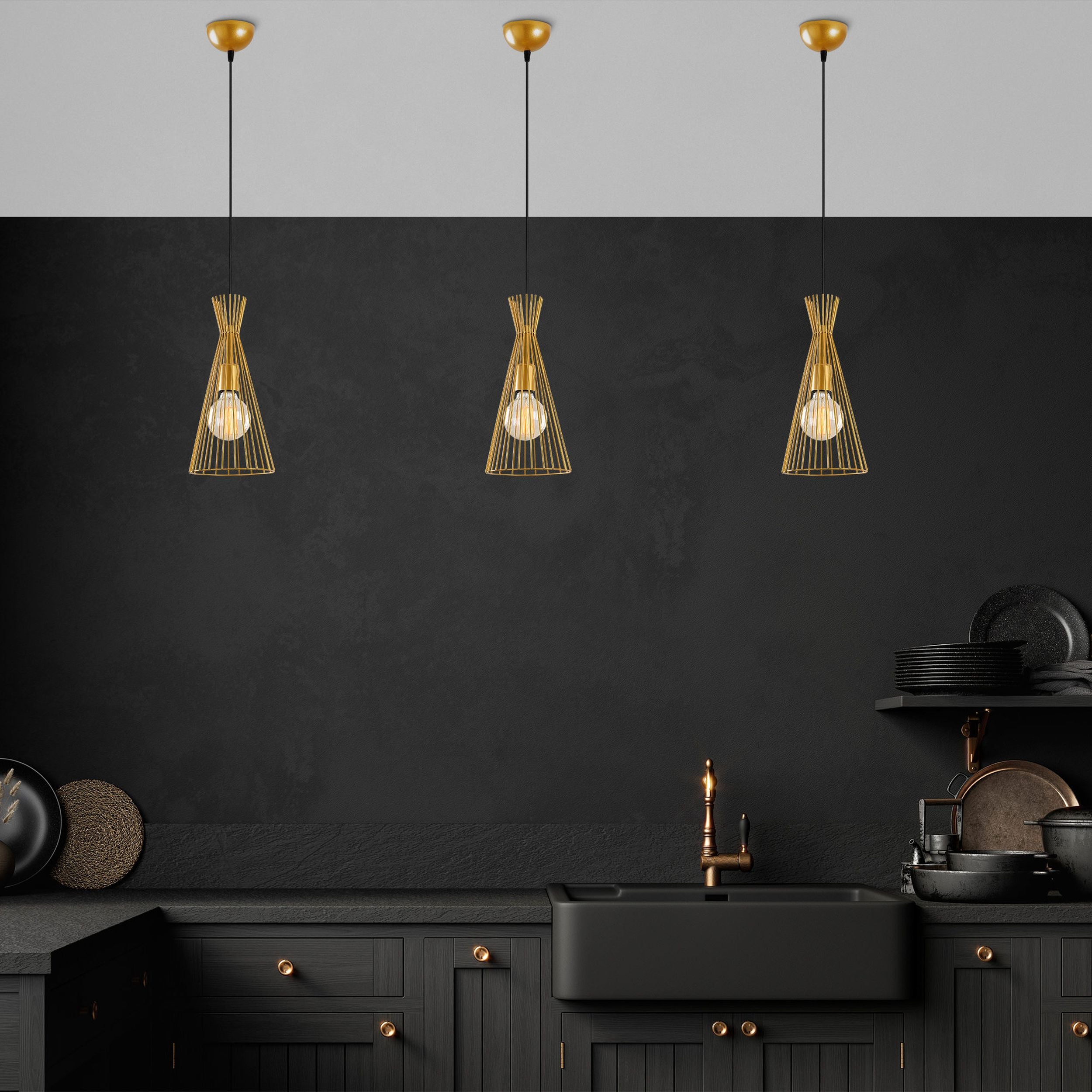 Lampa wisząca Tojil x1 trójkątna złota