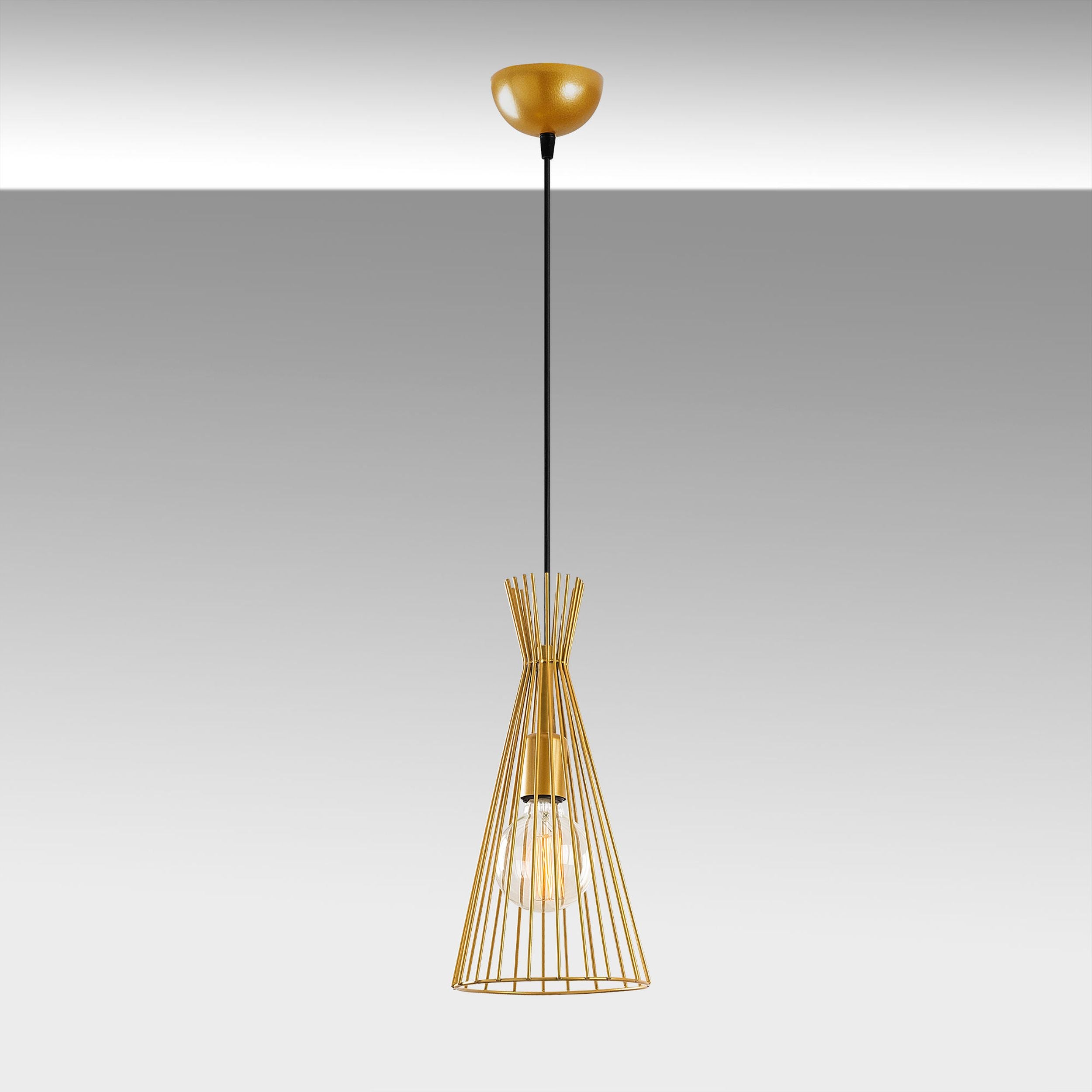 Lampa wisząca Tojil x1 trójkątna złota