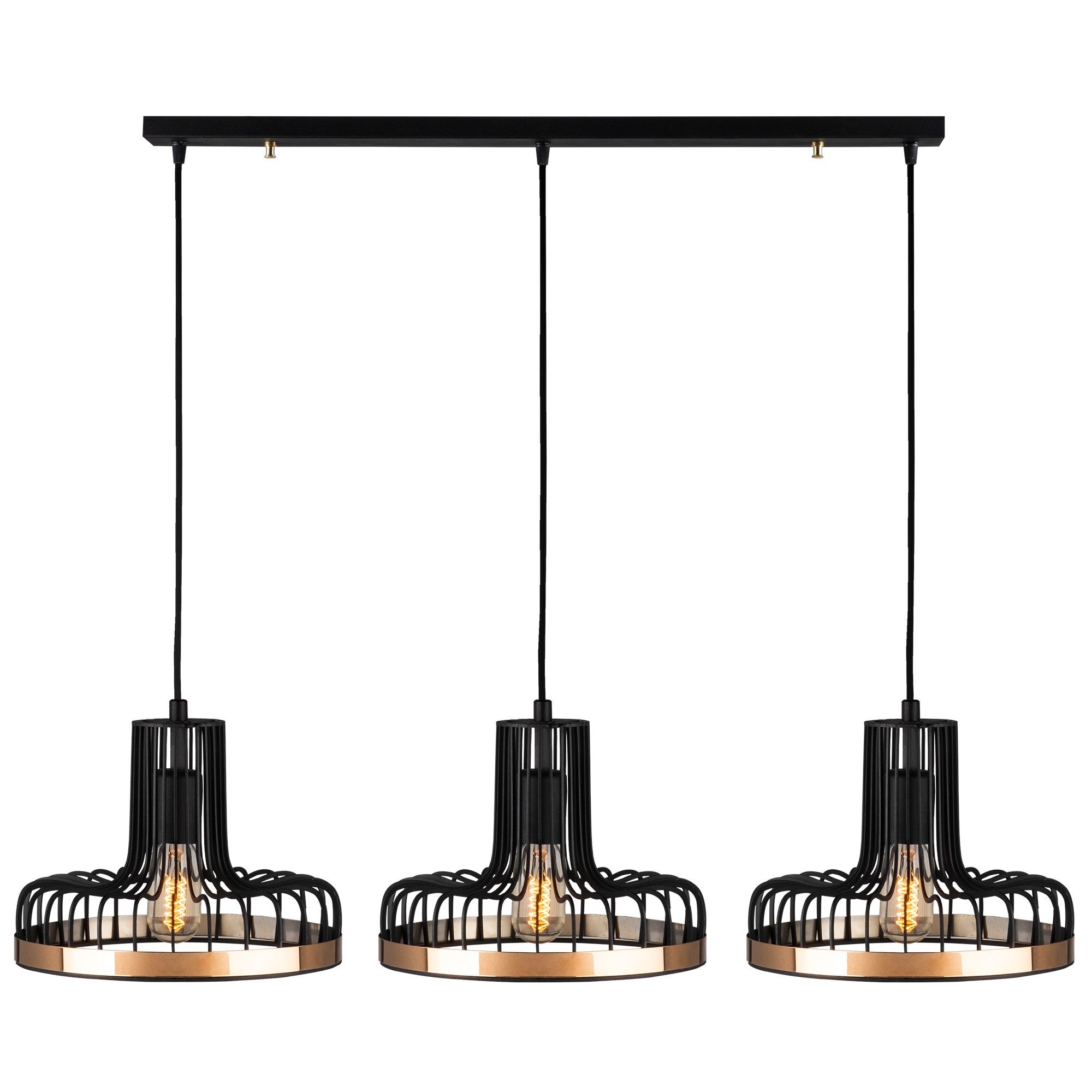 Lampa wisząca Vantrows x3 czarno-złota