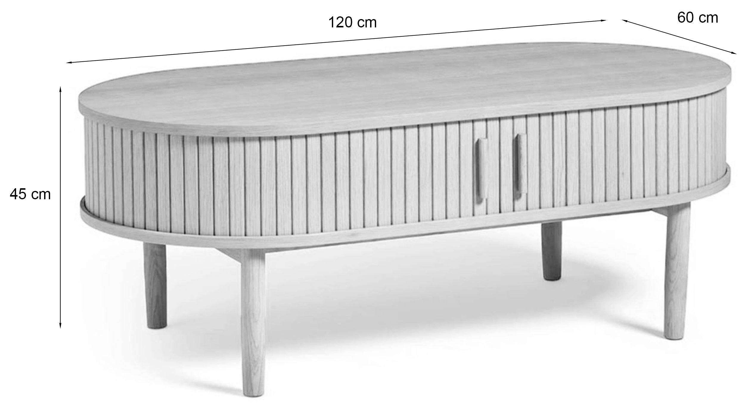 Stolik kawowy Meta 120x60 cm lamele z półką dąb ciemny