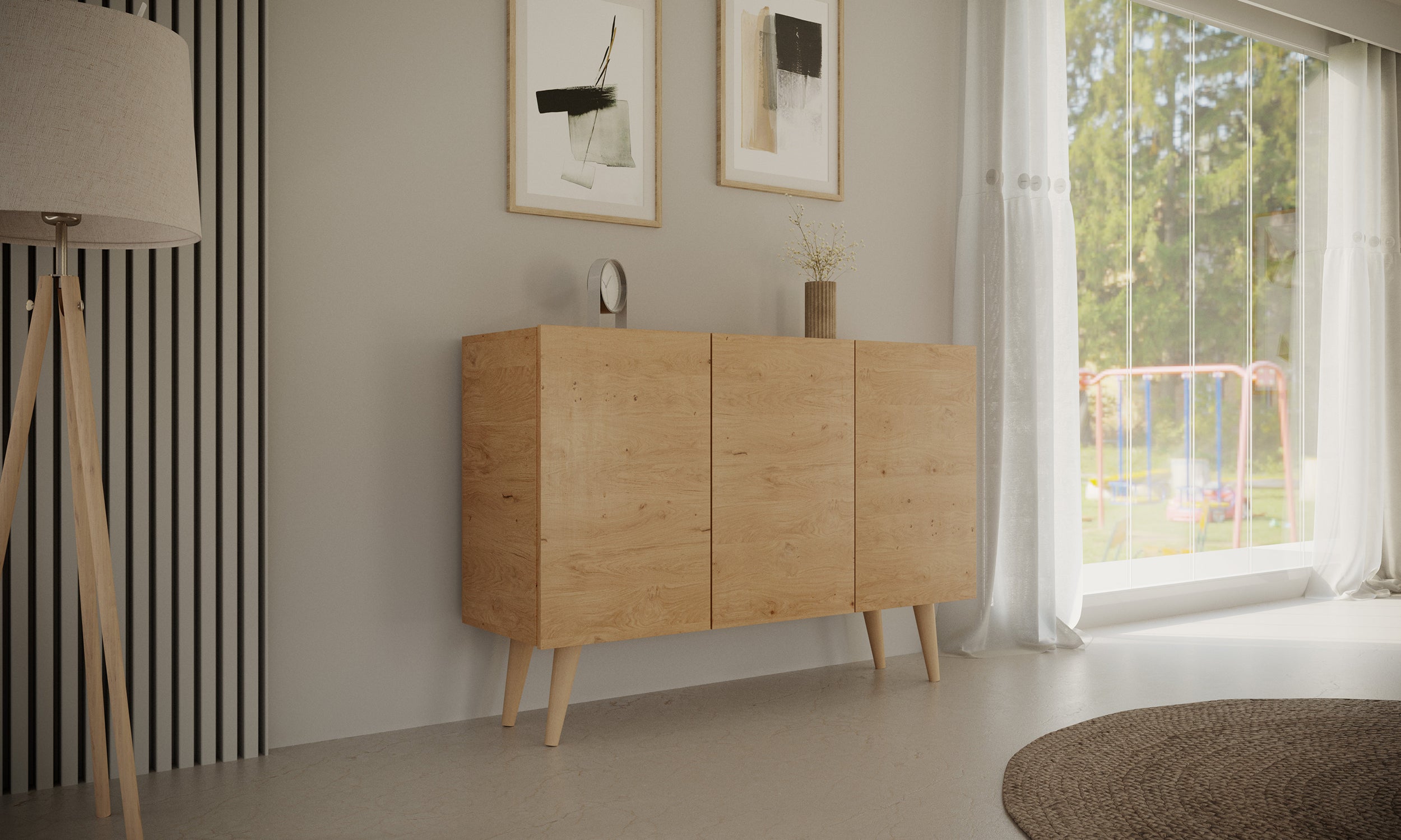 Komoda trzydrzwiowa Damally 120 cm dąb artisan