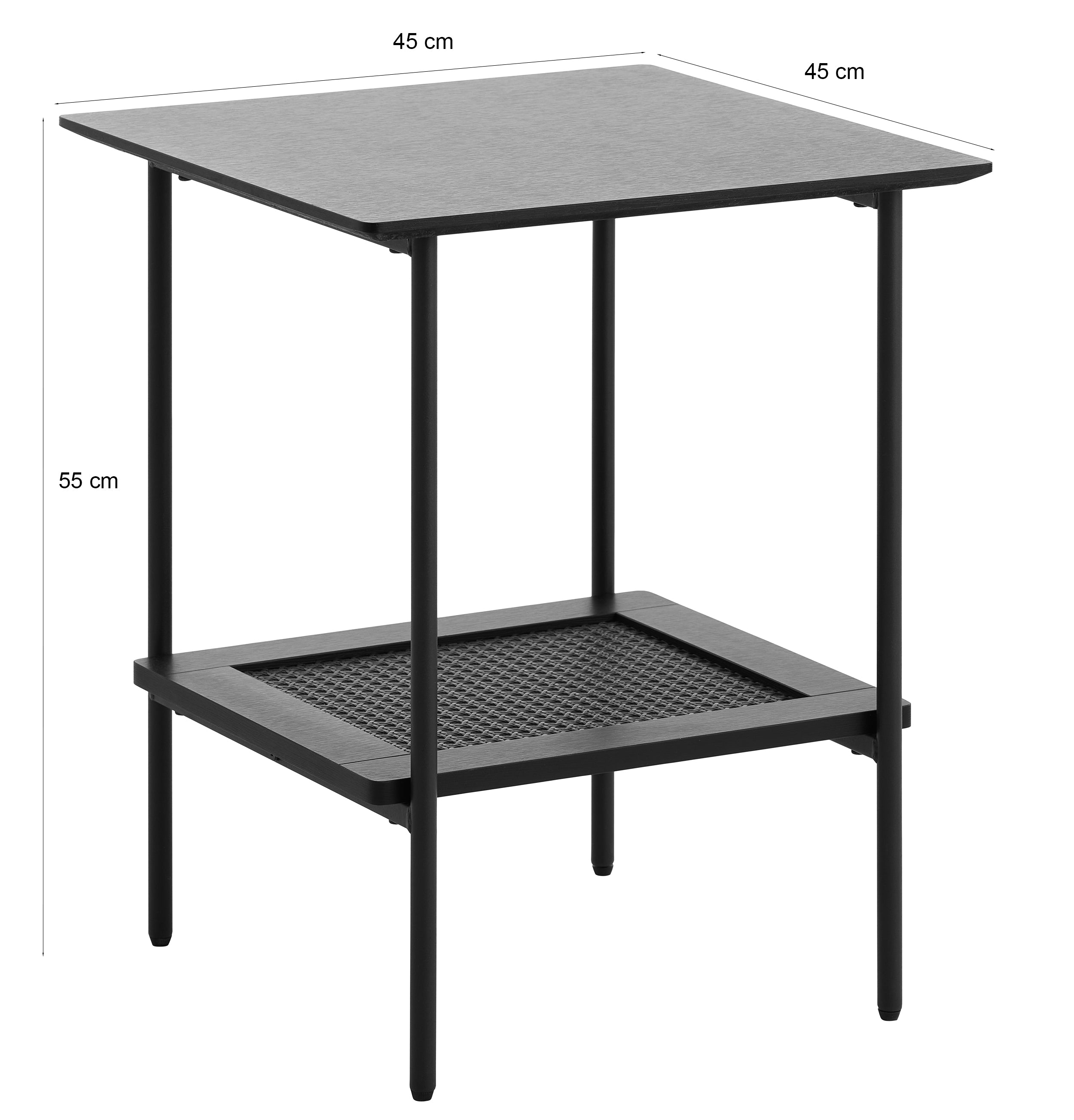 Stolik boczny Mogest 45x45 cm dąb czarny z półką