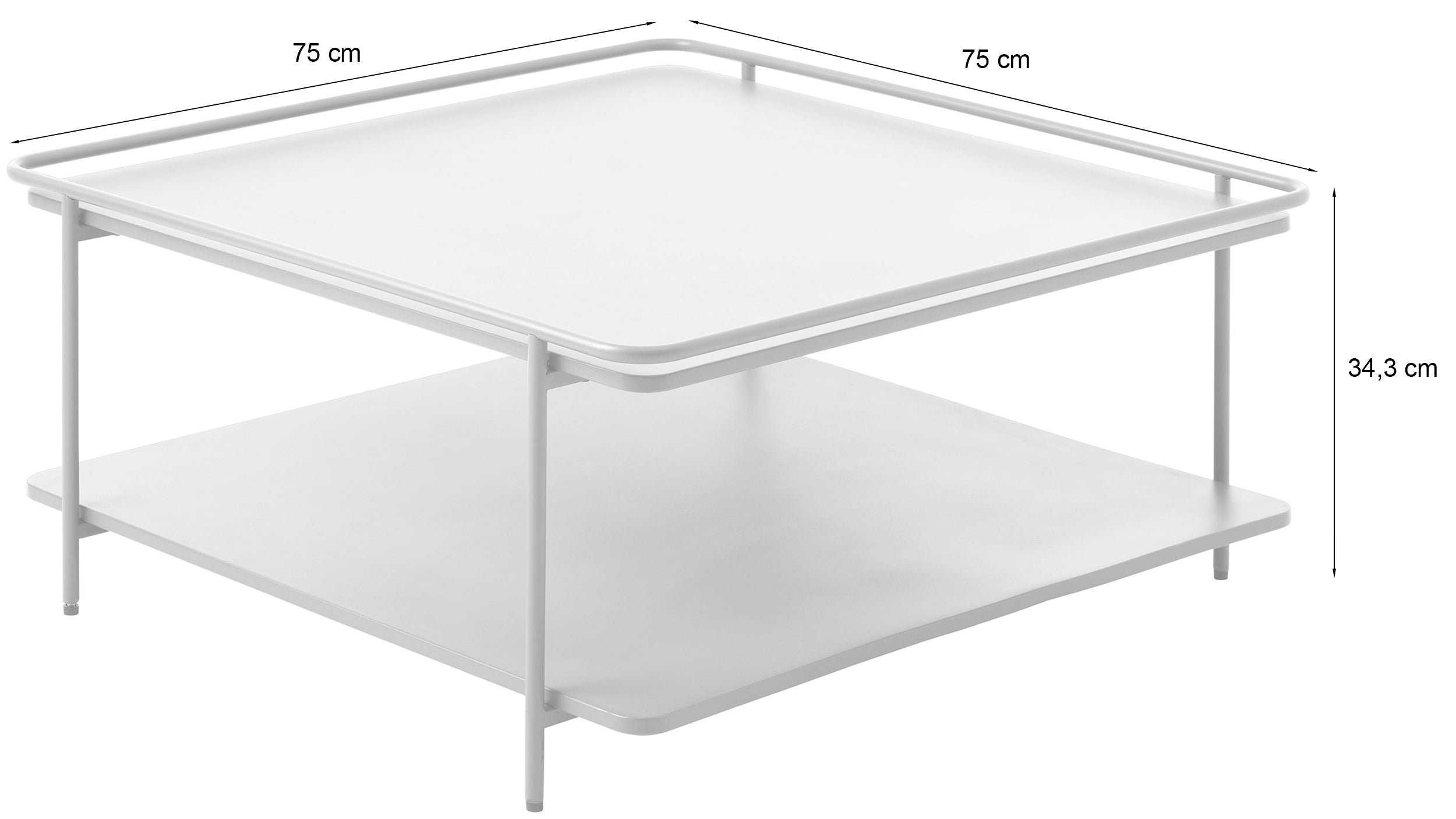 Stolik kawowy Yuba 75x75 cm z półką oliwkowy