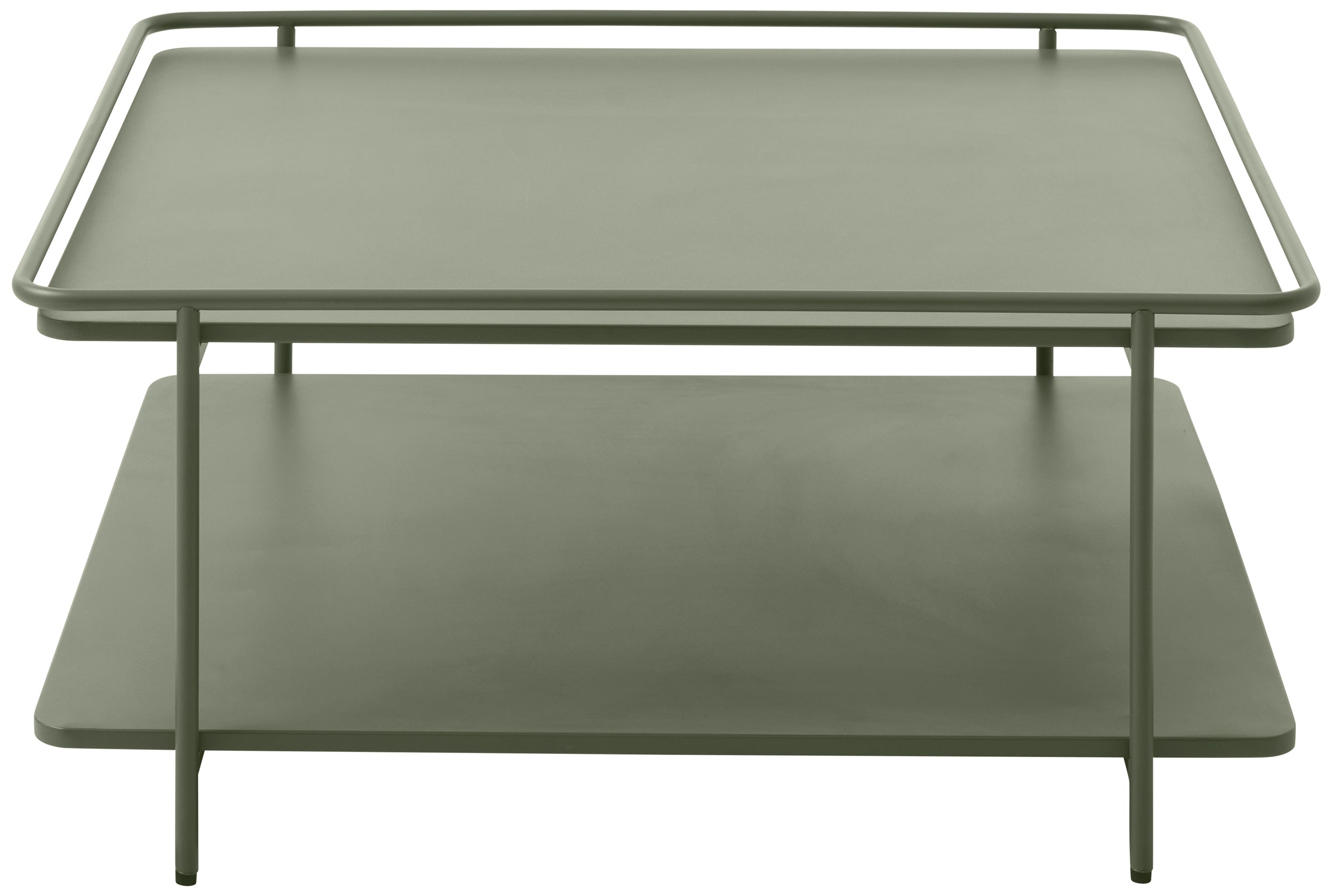 Stolik kawowy Yuba 75x75 cm z półką oliwkowy