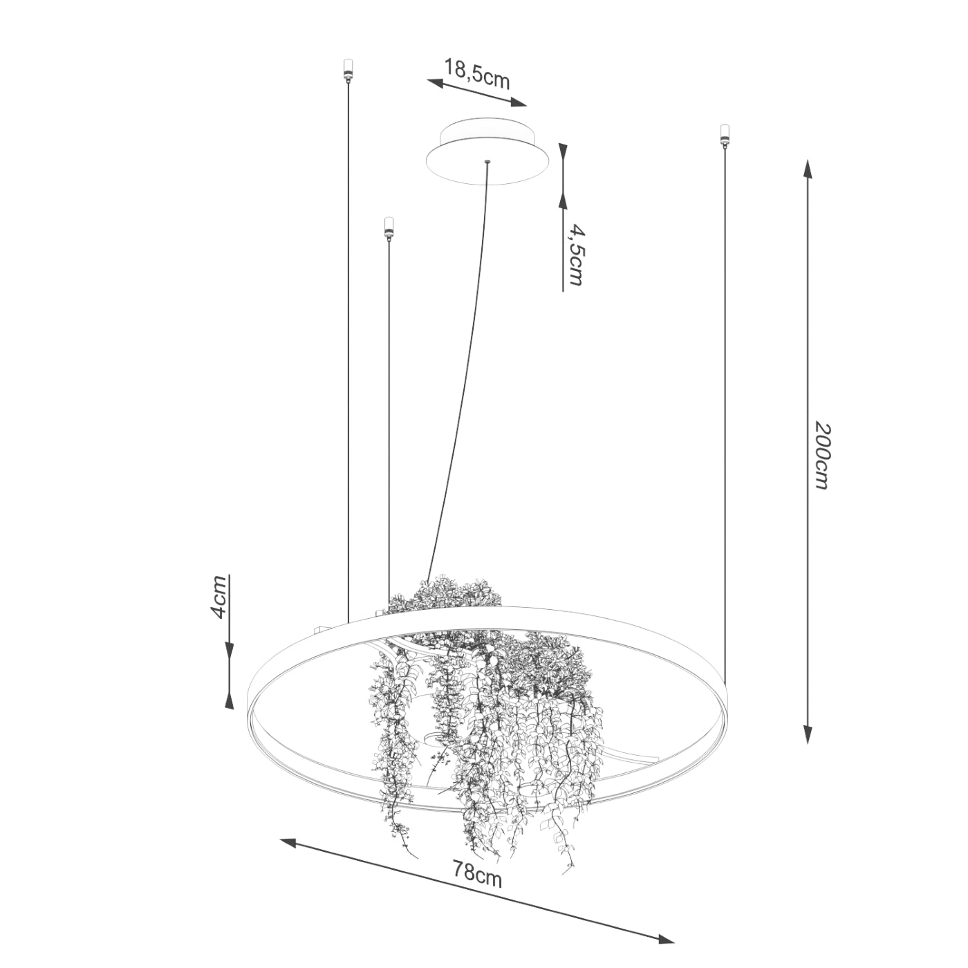 Żyrandol Rio Bio LED 78 cm czarny 3000K