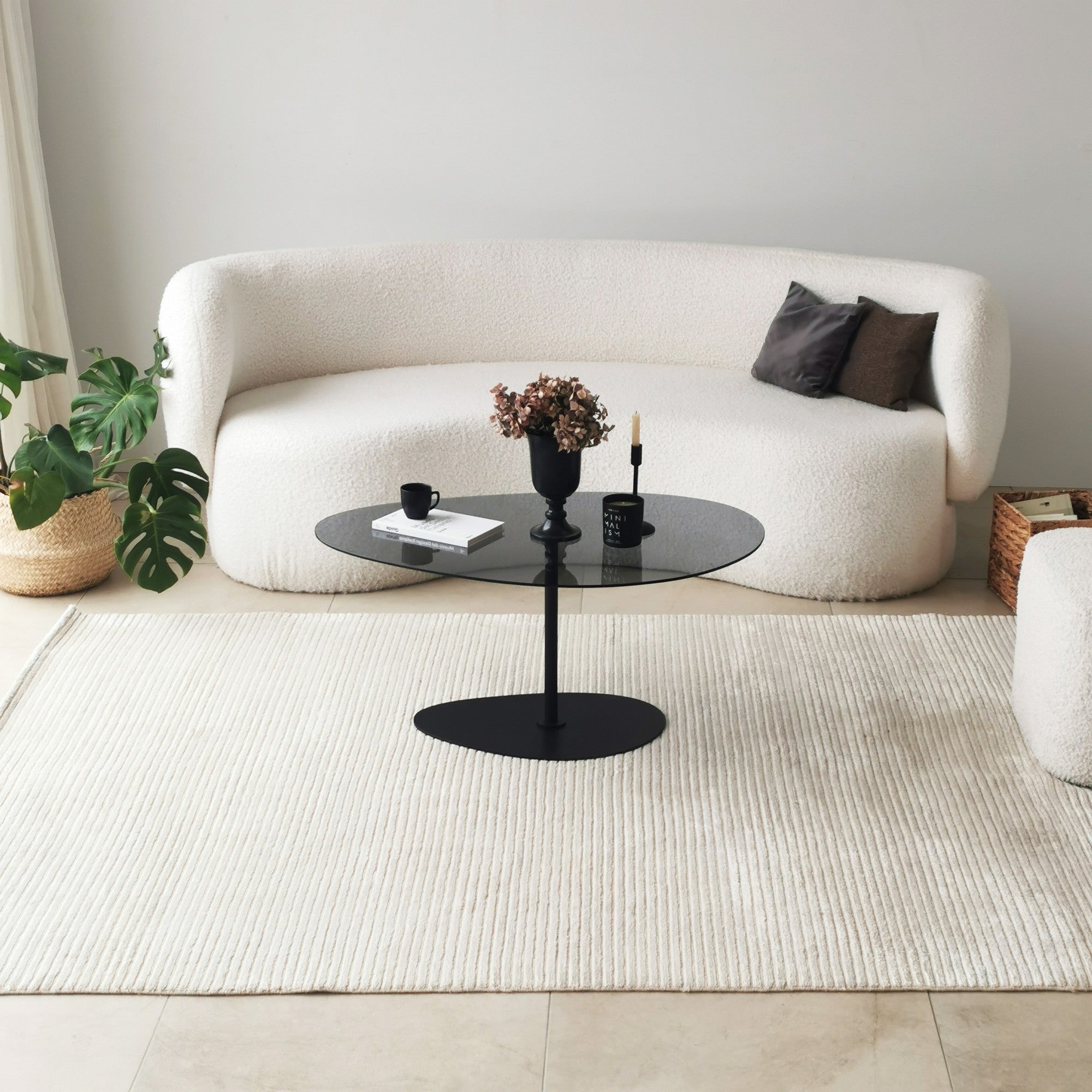 Stolik kawowy Pairrever 90x60 cm ciemnoszare szkło/ czarna podstawa