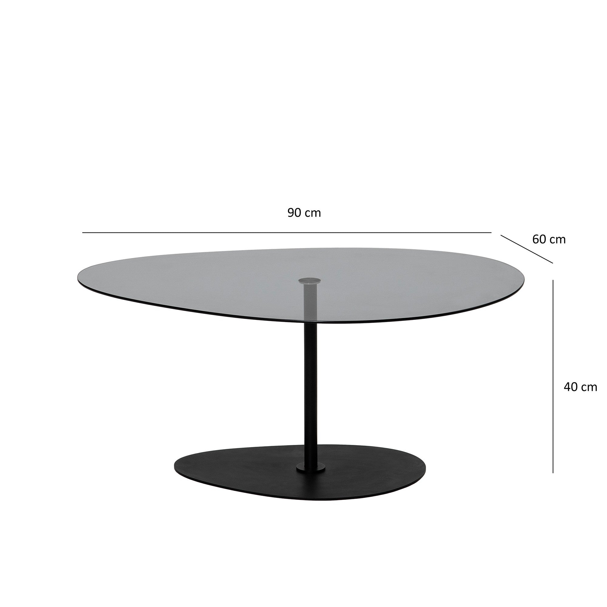 Stolik kawowy Pairrever 90x60 cm ciemnoszare szkło/ czarna podstawa