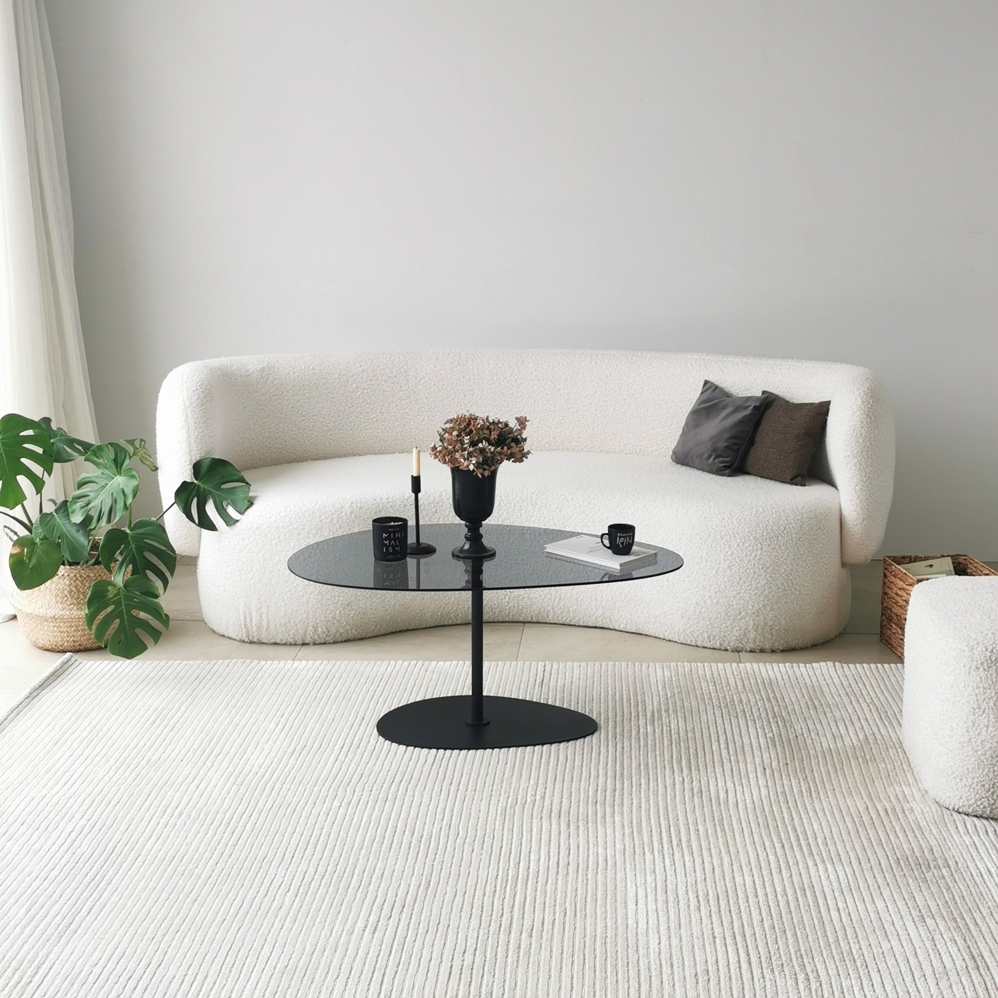 Stolik kawowy Pairrever 90x60 cm ciemnoszare szkło/ czarna podstawa