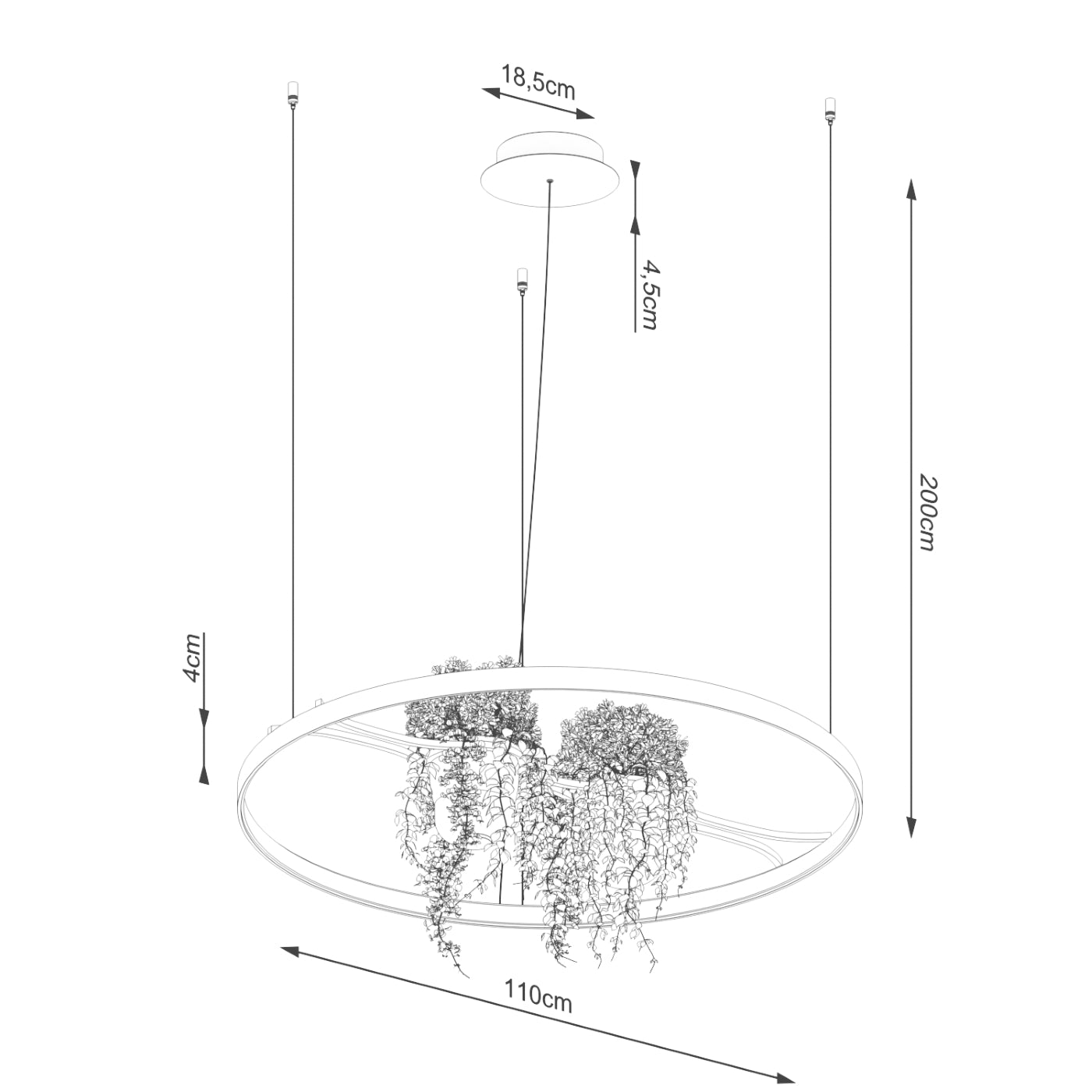 Żyrandol Rio Bio LED 110 cm czarny 3000K