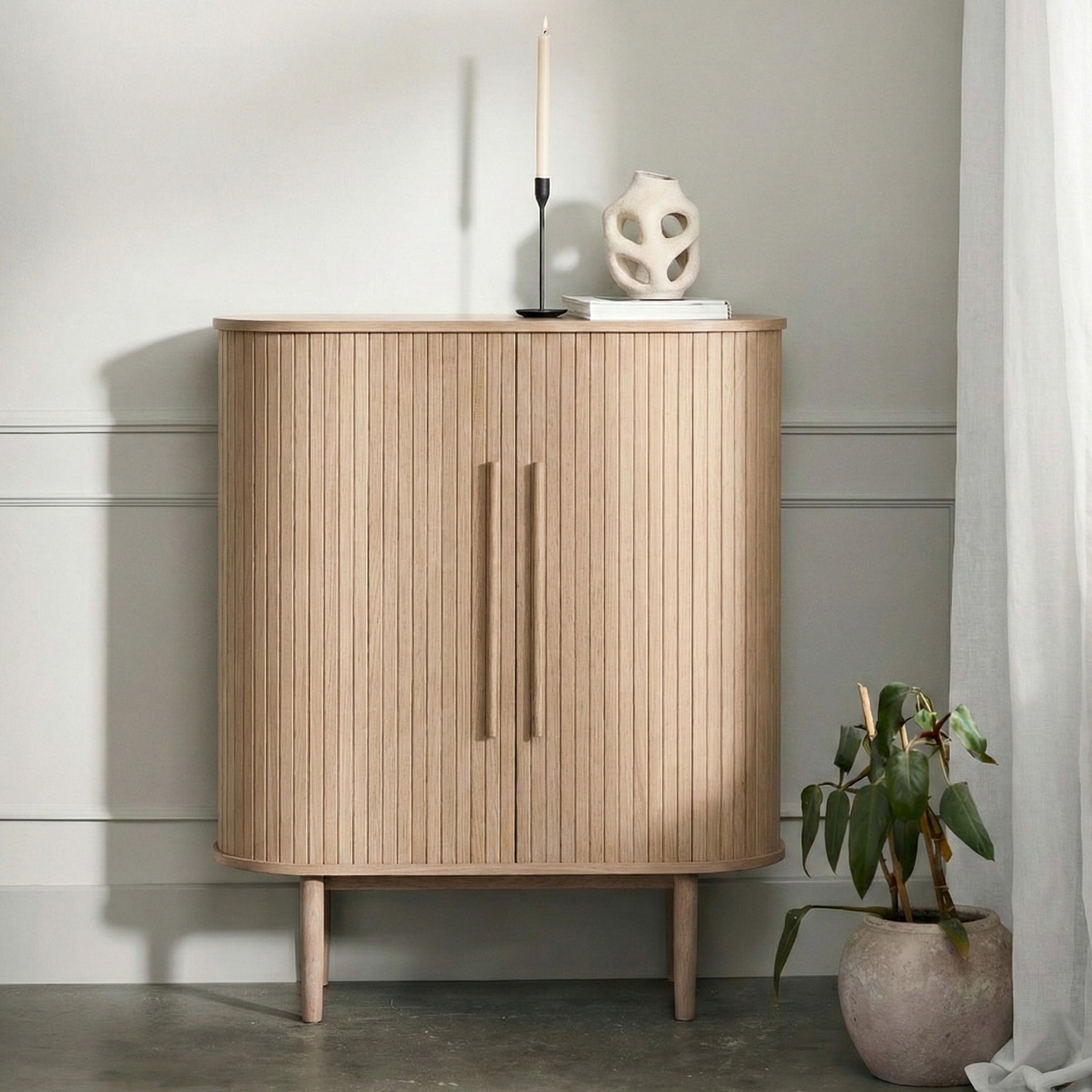 Komoda Meta 100 cm lamele dąb bielony