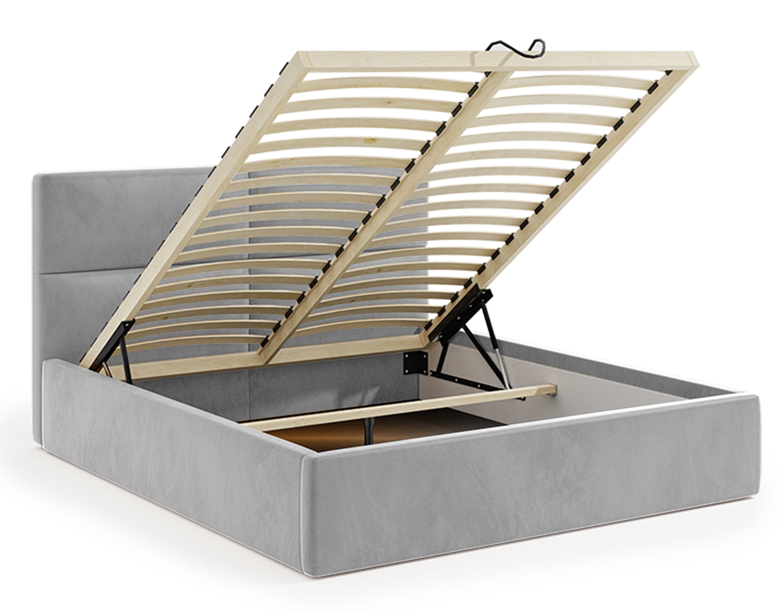 Łóżko tapicerowane Helma 140x200 cm z pojemnikiem szare welur