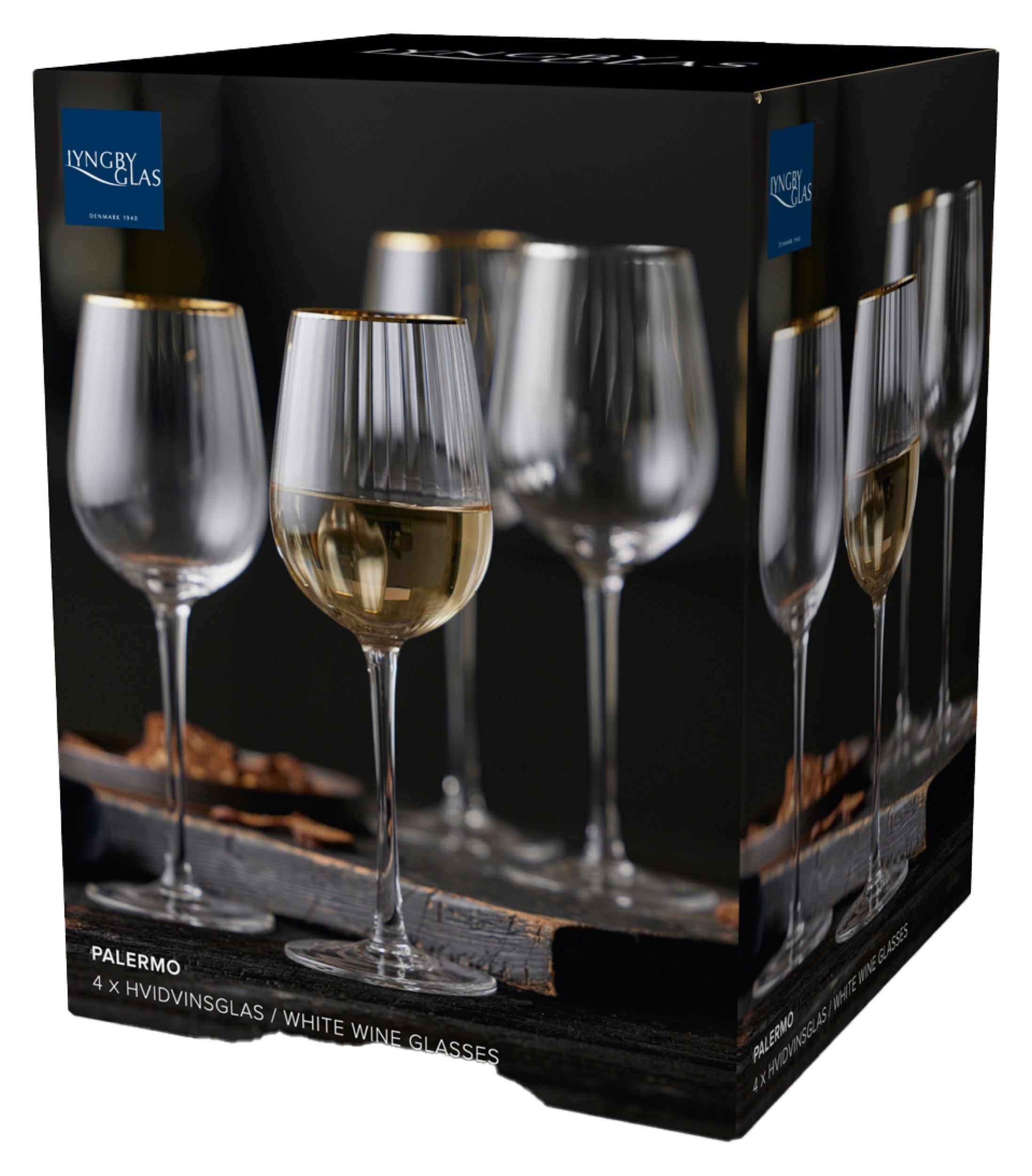 Zestaw 4 kieliszków do białego wina Palermo 300 ml złote