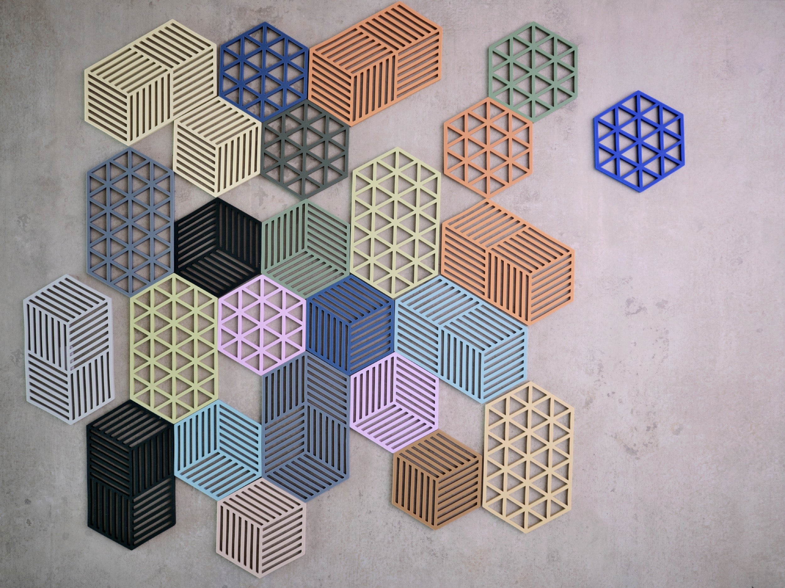 Zestaw 3 podkładek ochronnych Hexagon kolorowe