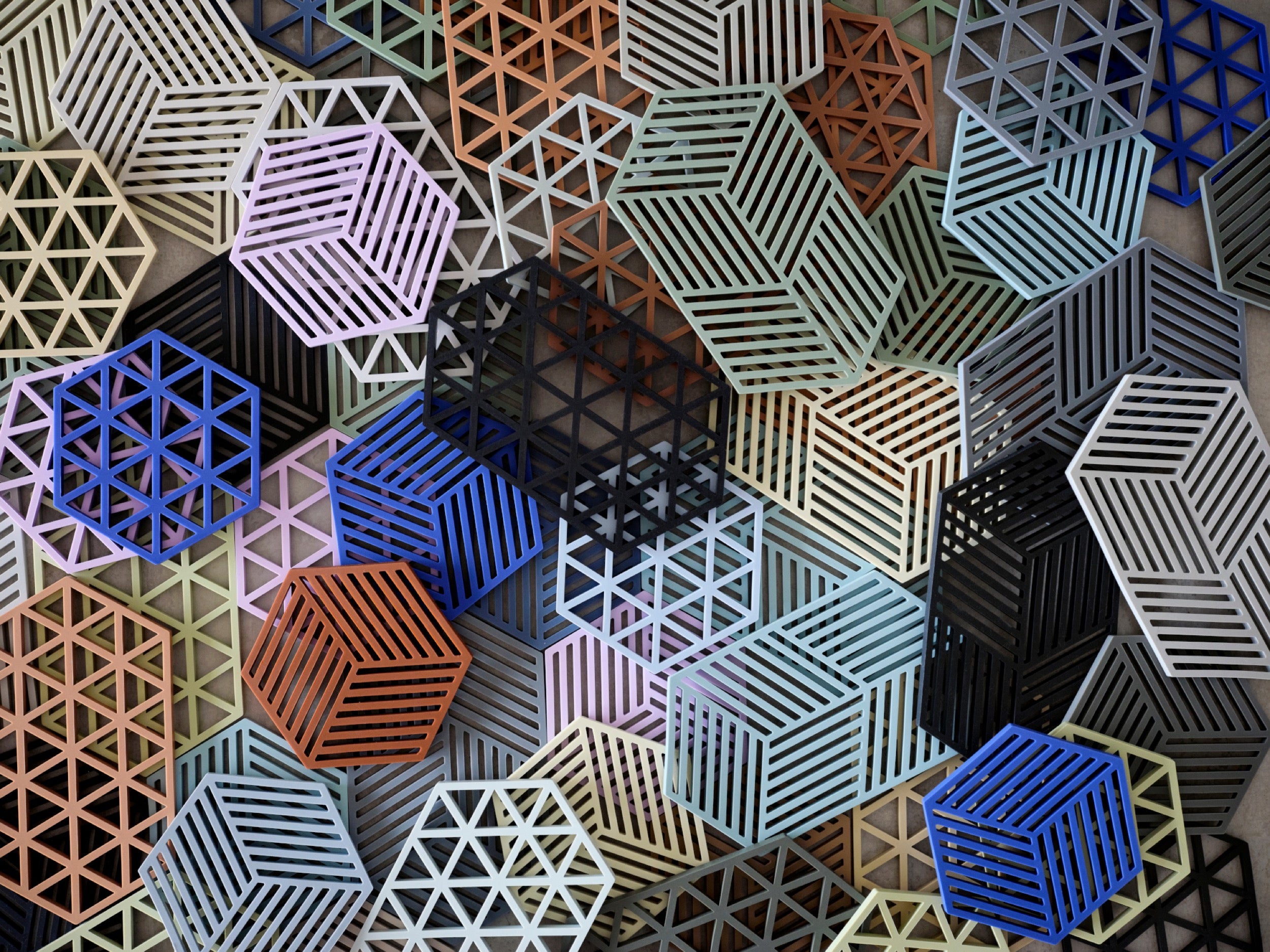 Zestaw 3 podkładek ochronnych Hexagon kolorowe