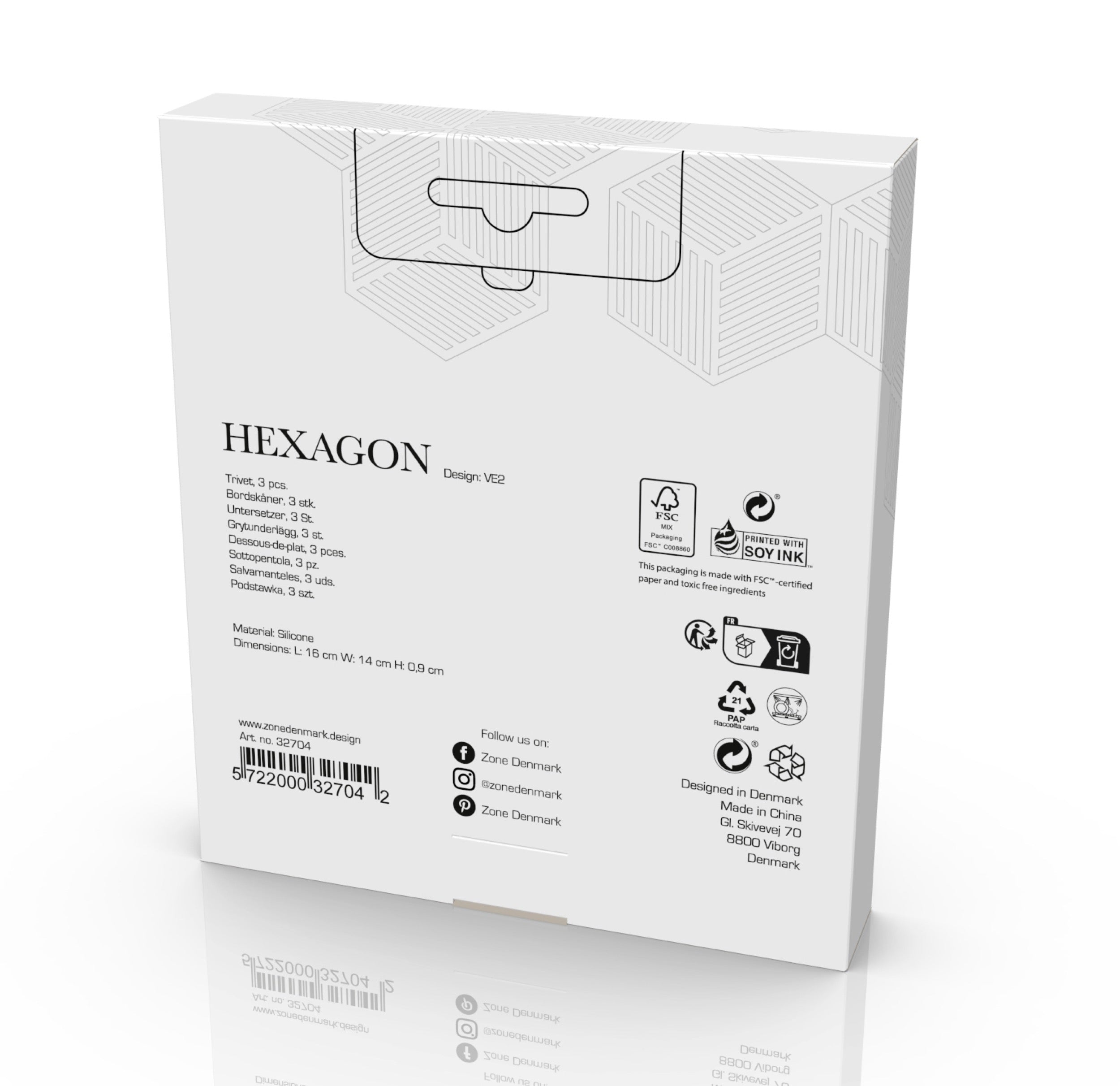 Zestaw 3 podkładek ochronnych Hexagon kolorowe