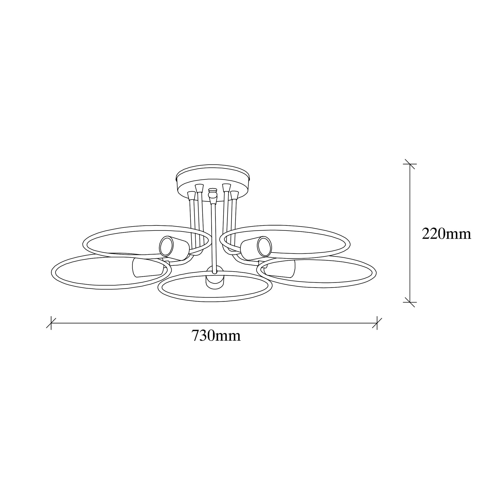 Lampa sufitowa Quibess x5 czarna/ złoty vinatge