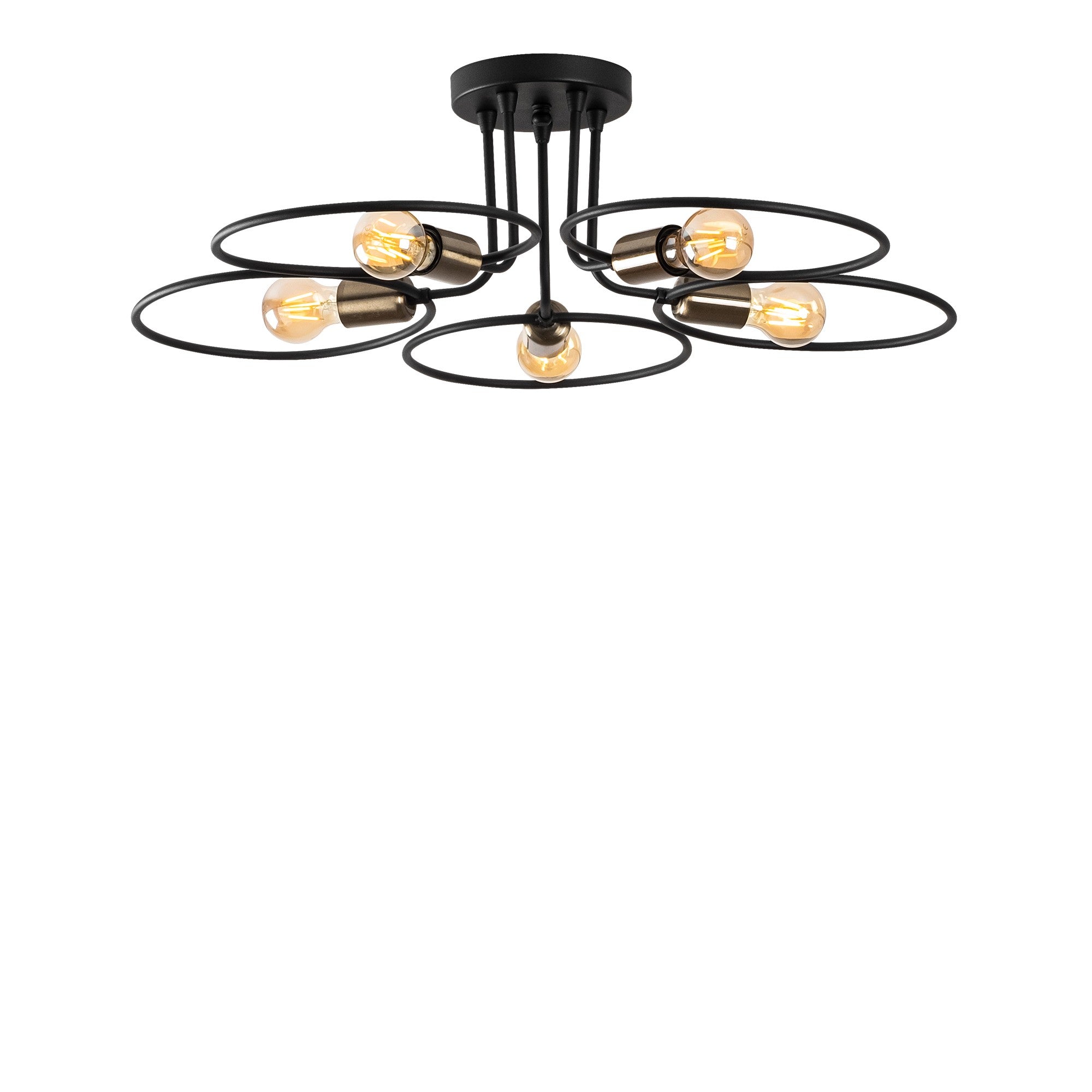 Lampa sufitowa Quibess x5 czarna/ złoty vinatge