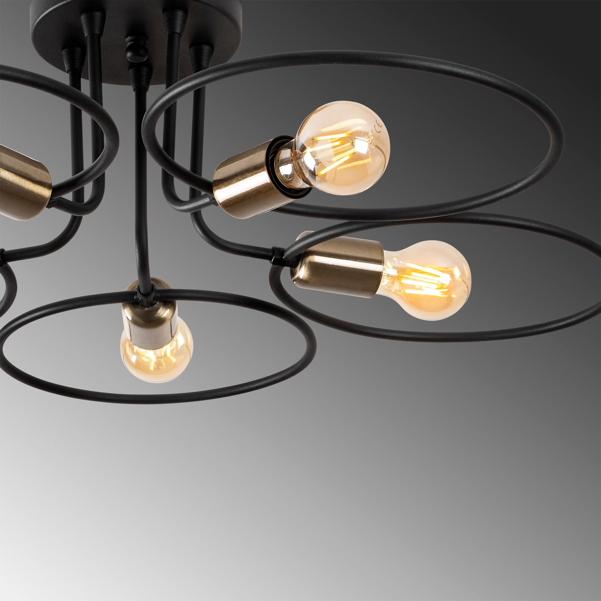 Lampa sufitowa Quibess x5 czarna/ złoty vinatge