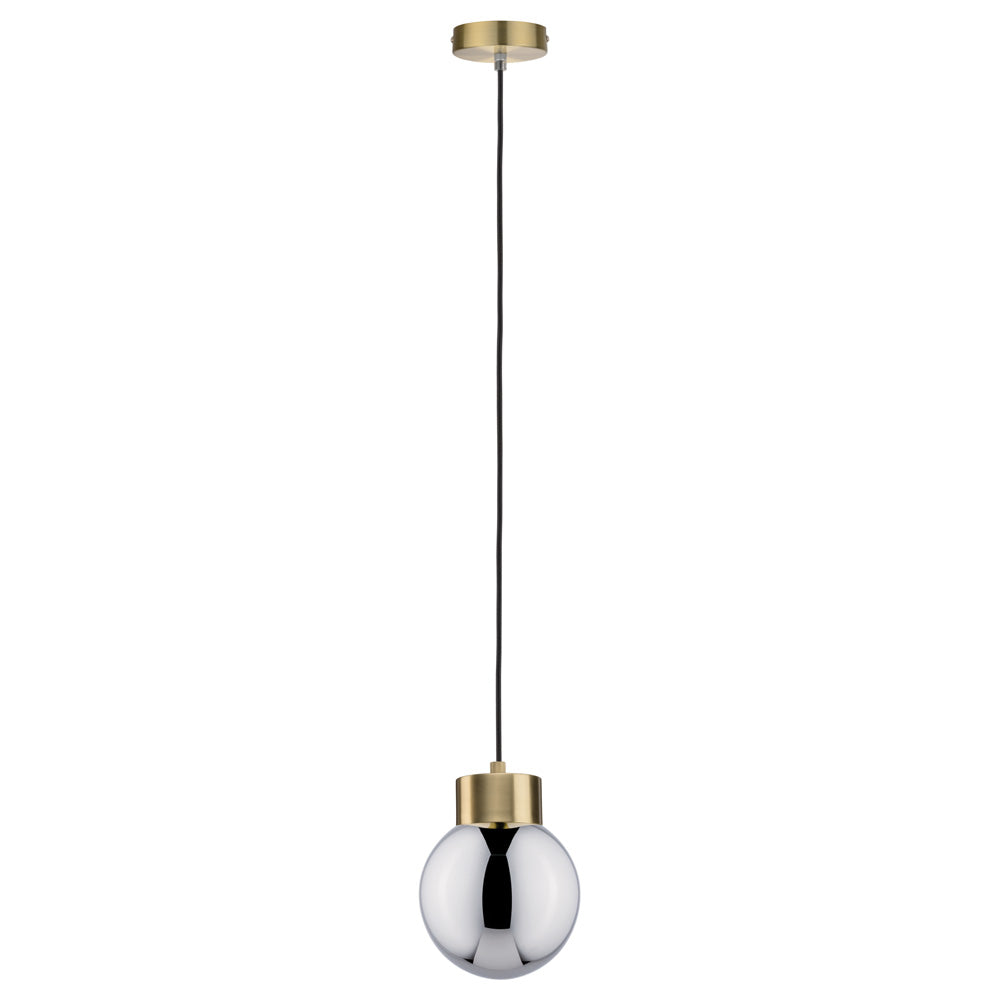 Lampa wisząca Nibbler mosiądz z dymionym kloszem