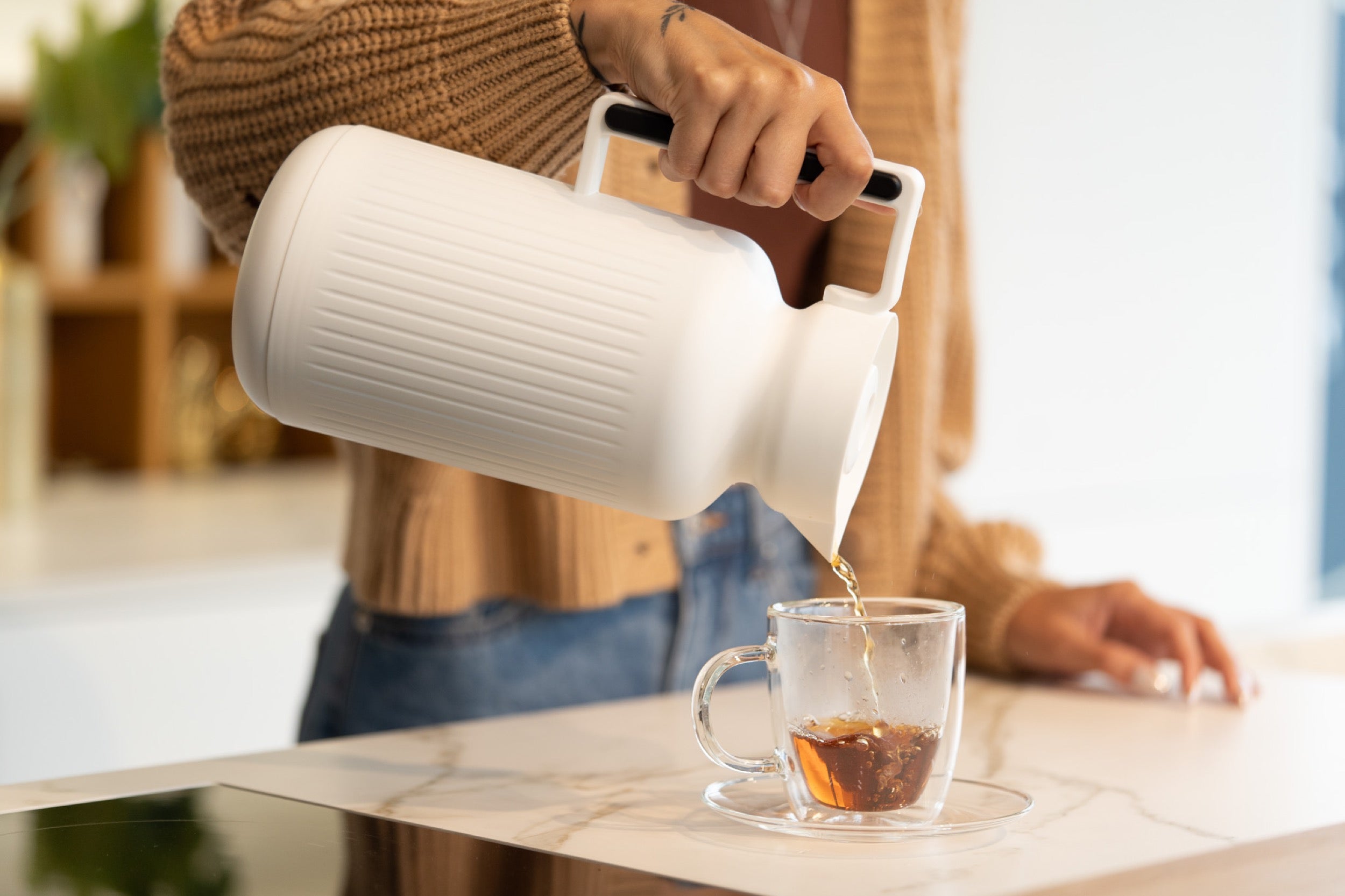 Termos z wkładem szklanym Lungo 1L biały