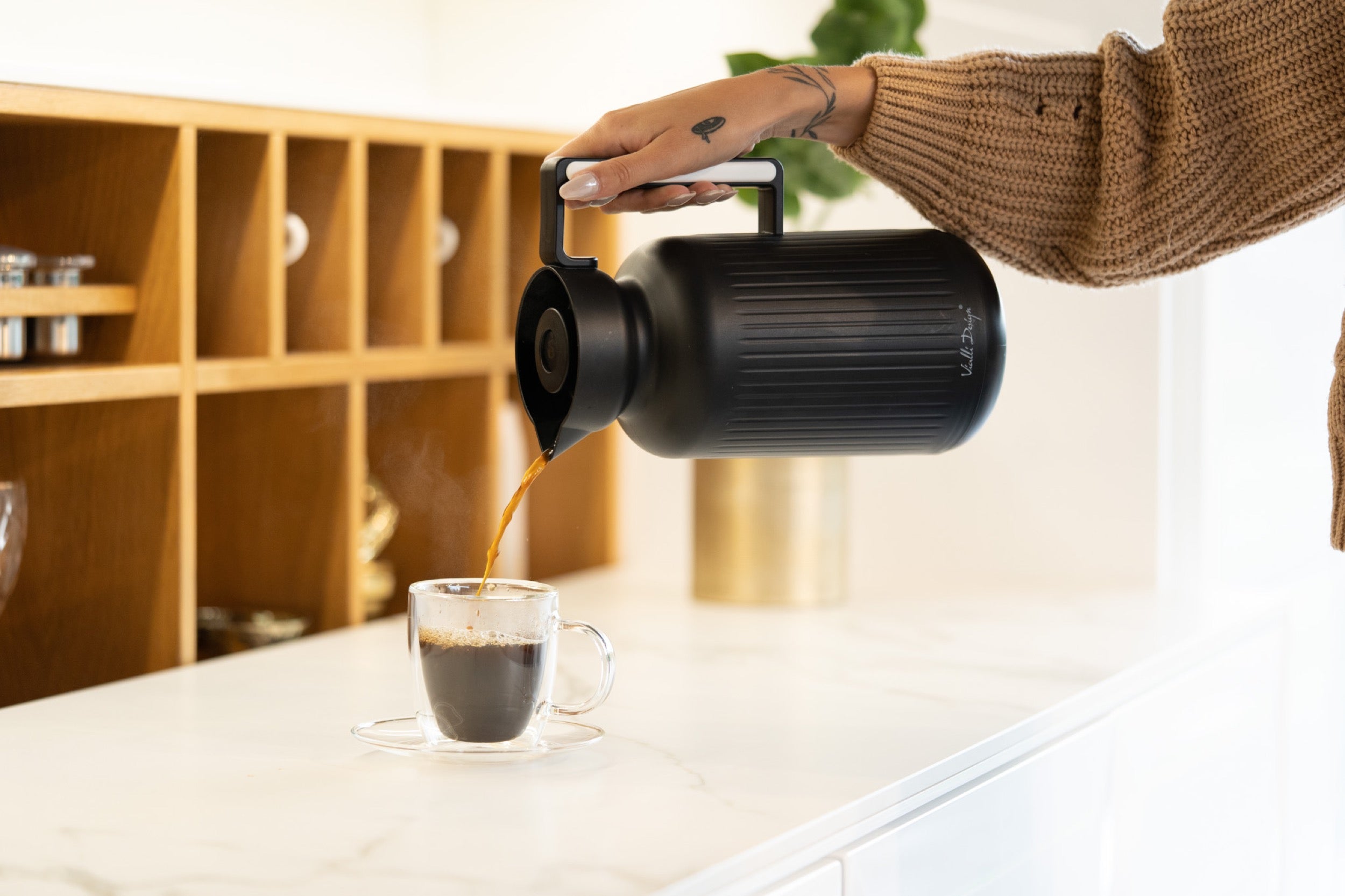 Termos z wkładem szklanym Lungo 1L czarny