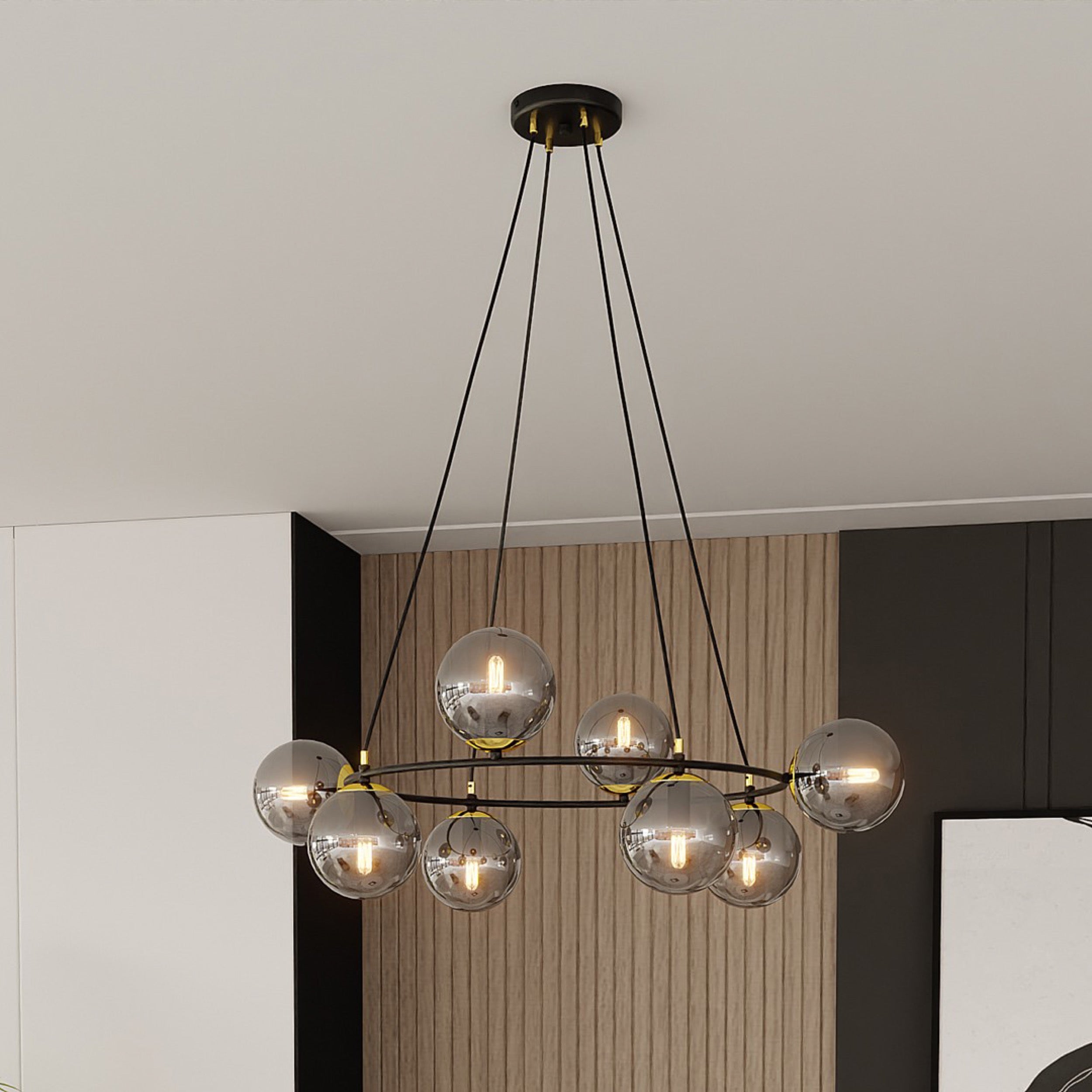 Lampa sufitowa Azura x8 czarno-szara