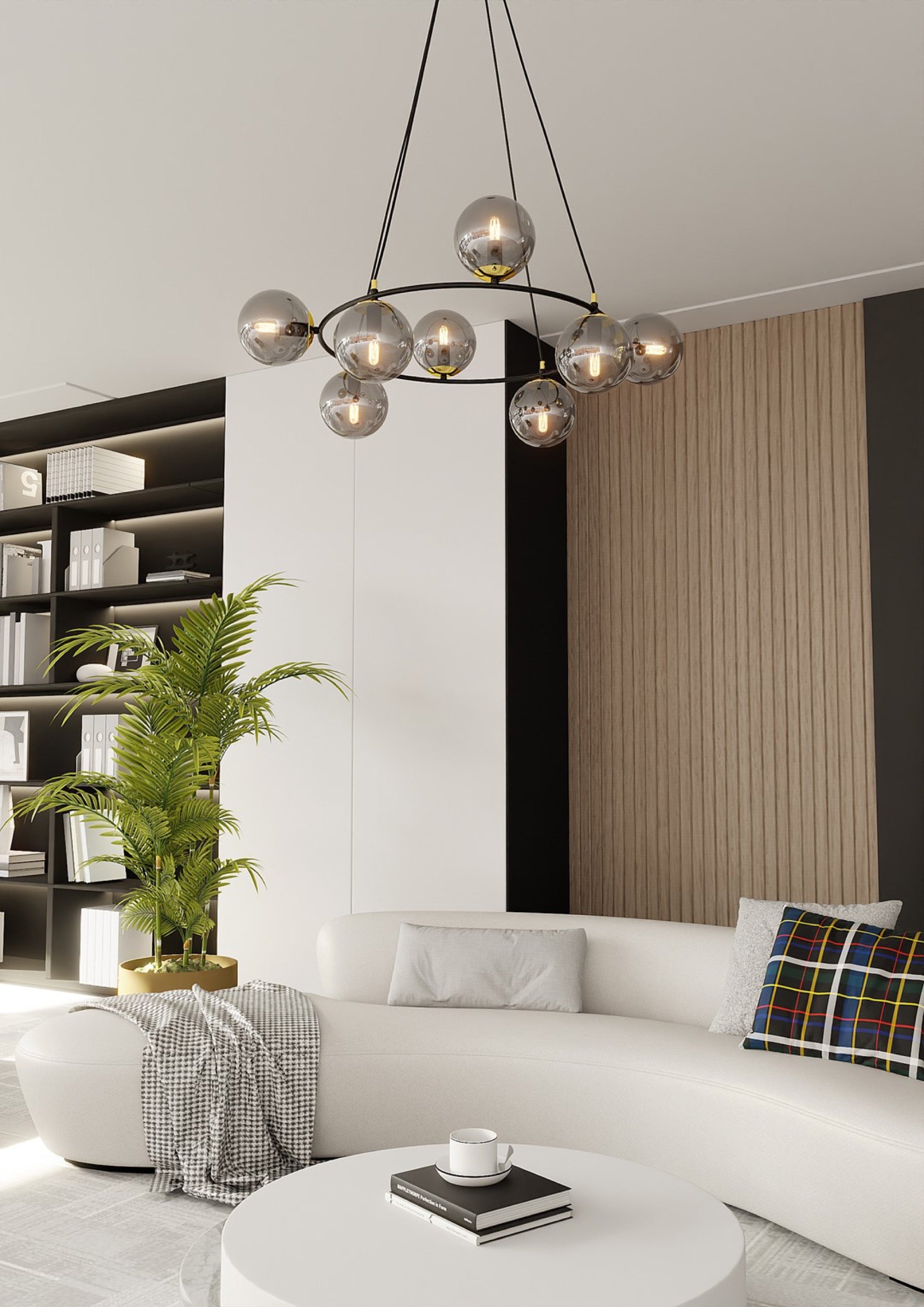 Lampa sufitowa Azura x8 czarno-szara