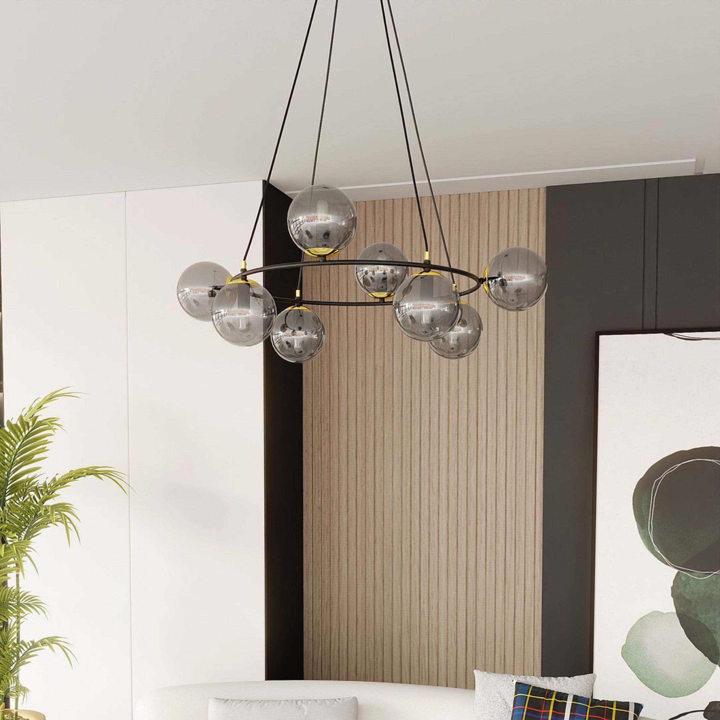 Lampa sufitowa Azura x8 czarno-szara