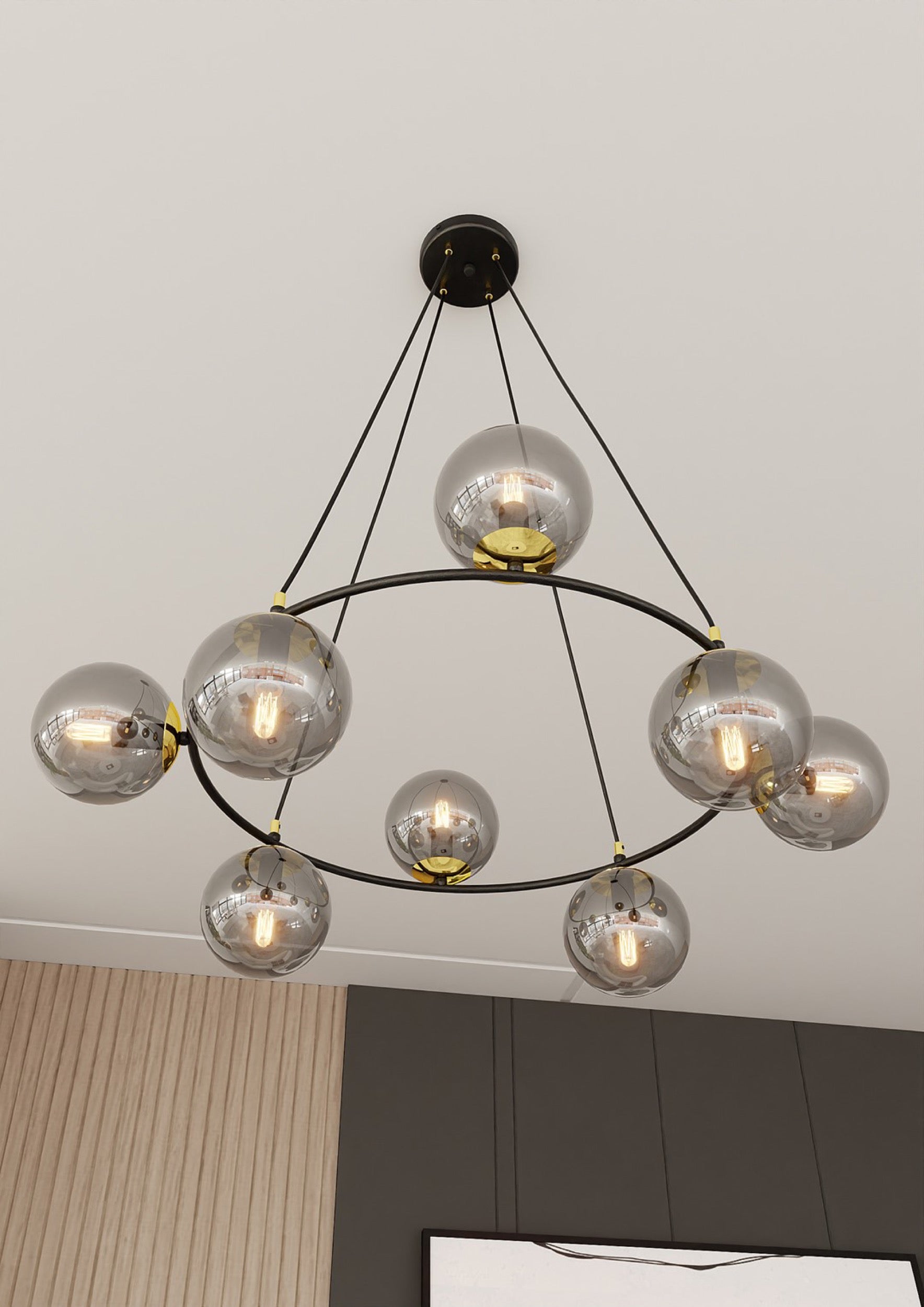 Lampa sufitowa Azura x8 czarno-szara