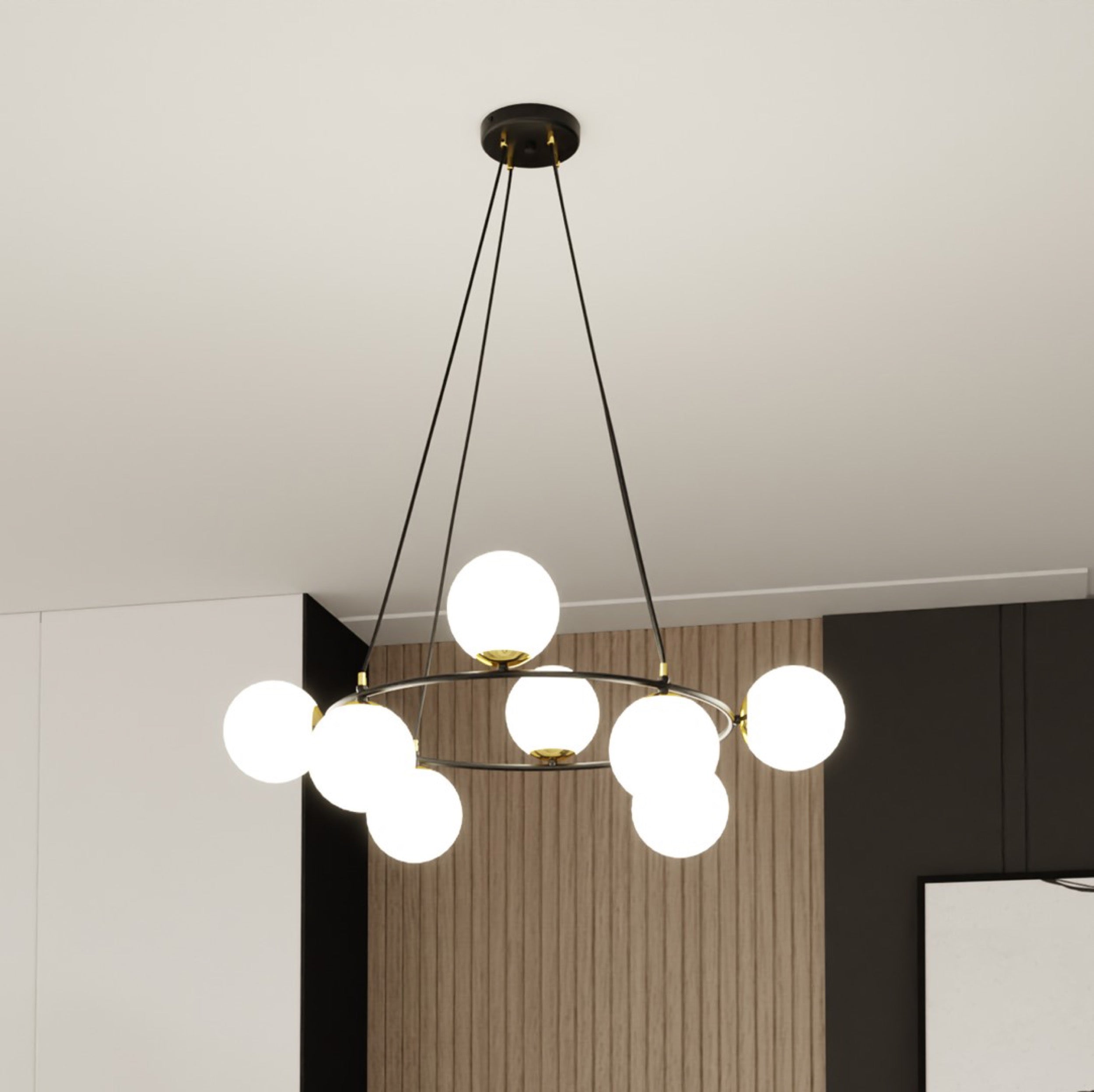 Lampa sufitowa Azura x8 czarno-biała