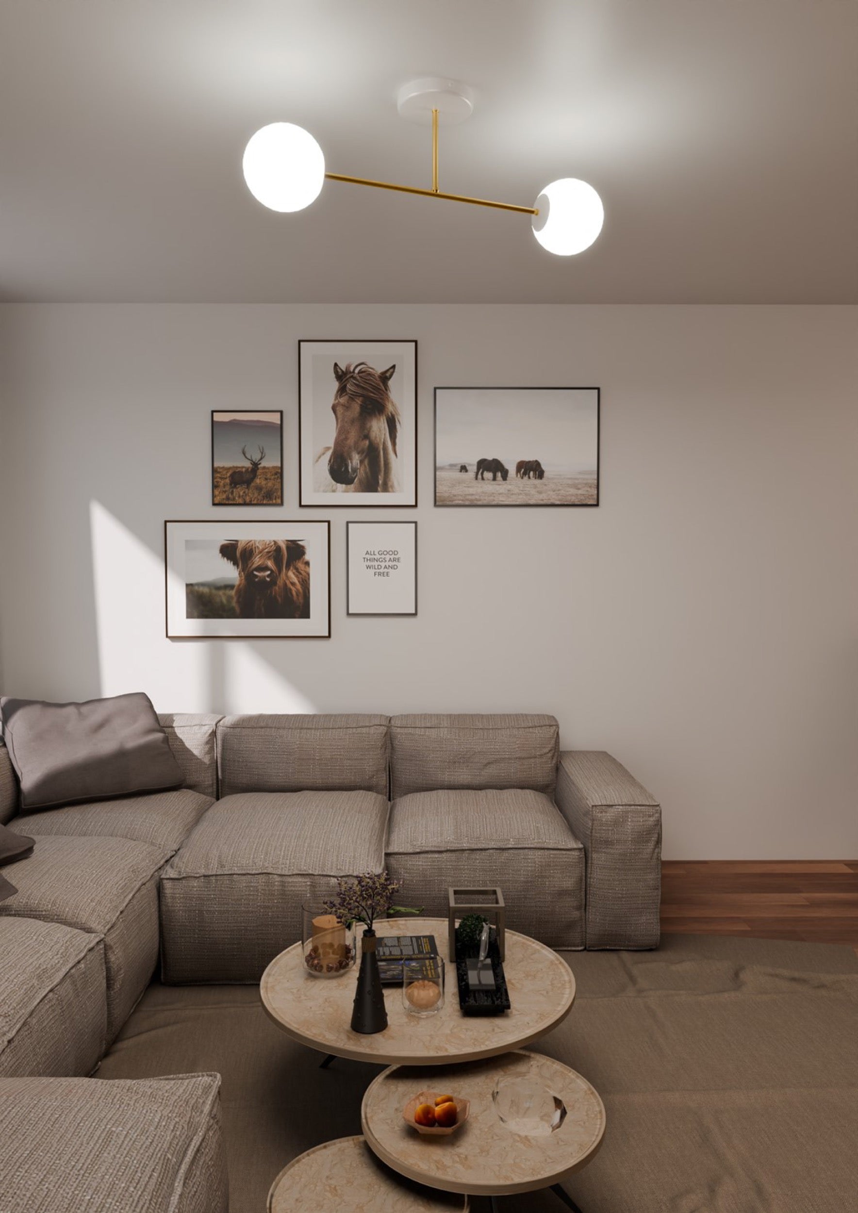 Lampa sufitowa Magnum x2 biało-złota