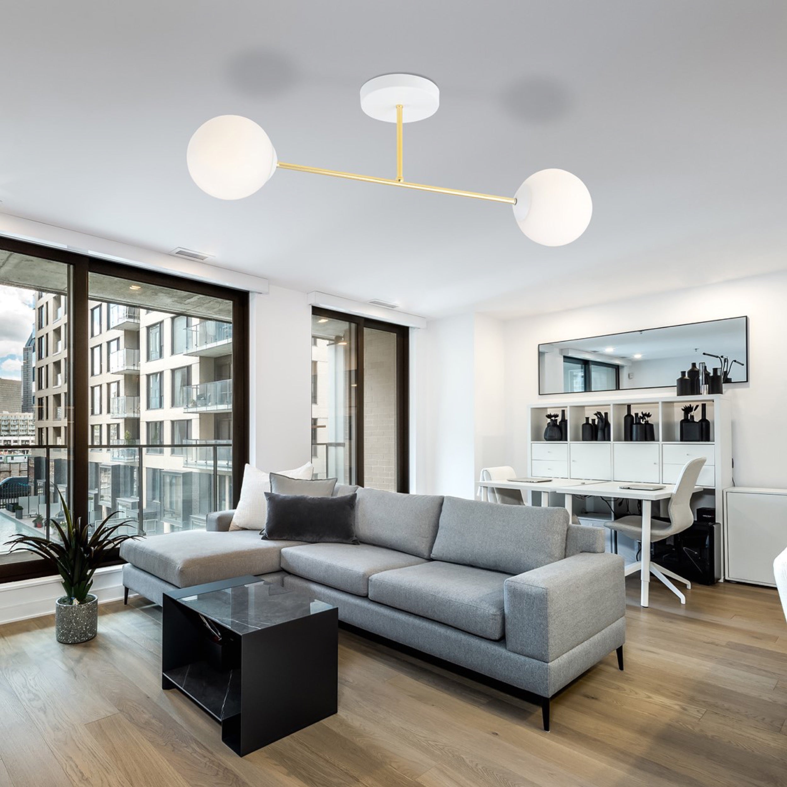 Lampa sufitowa Magnum x2 biało-złota