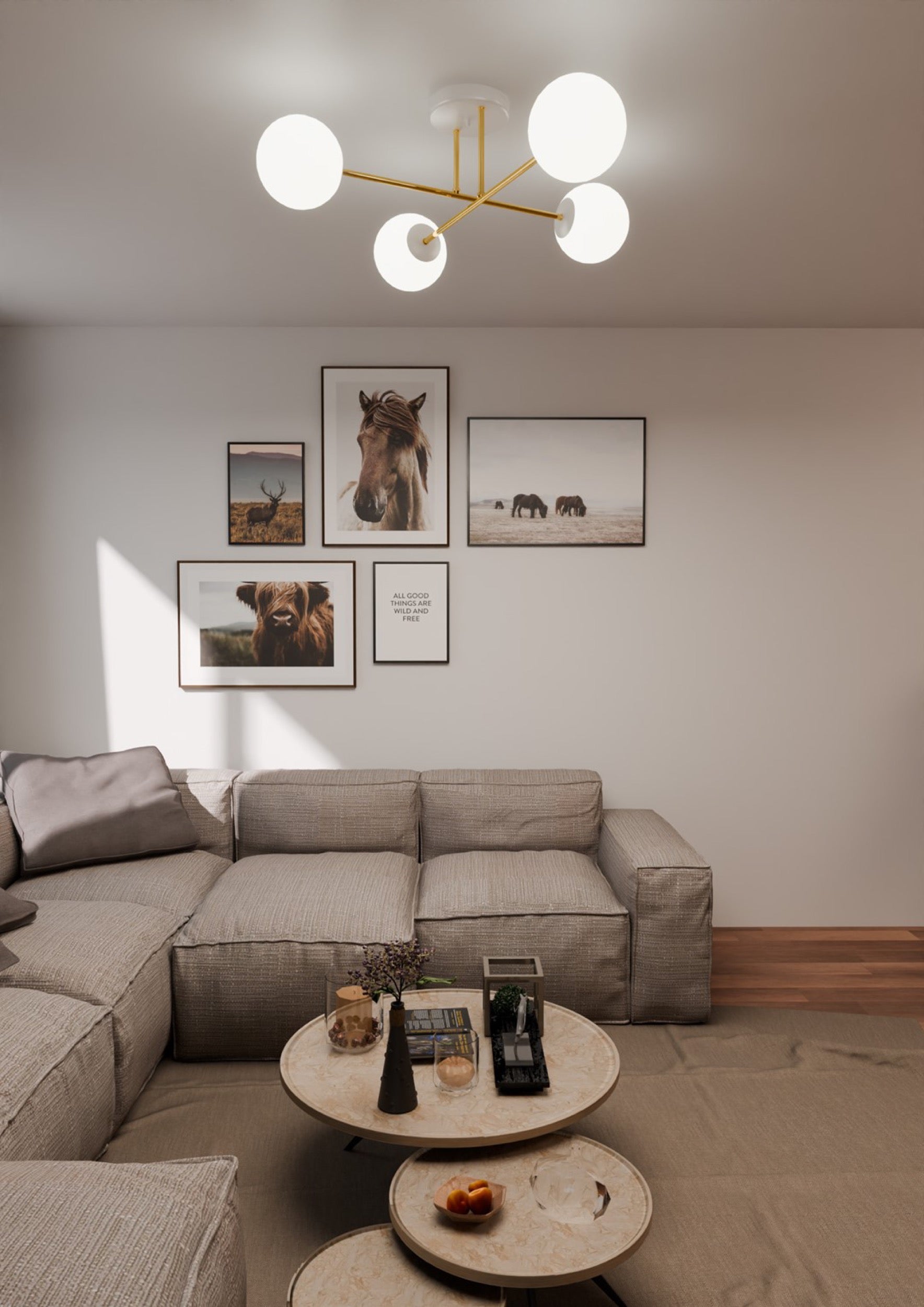 Lampa sufitowa Magnum x4 biało-złota