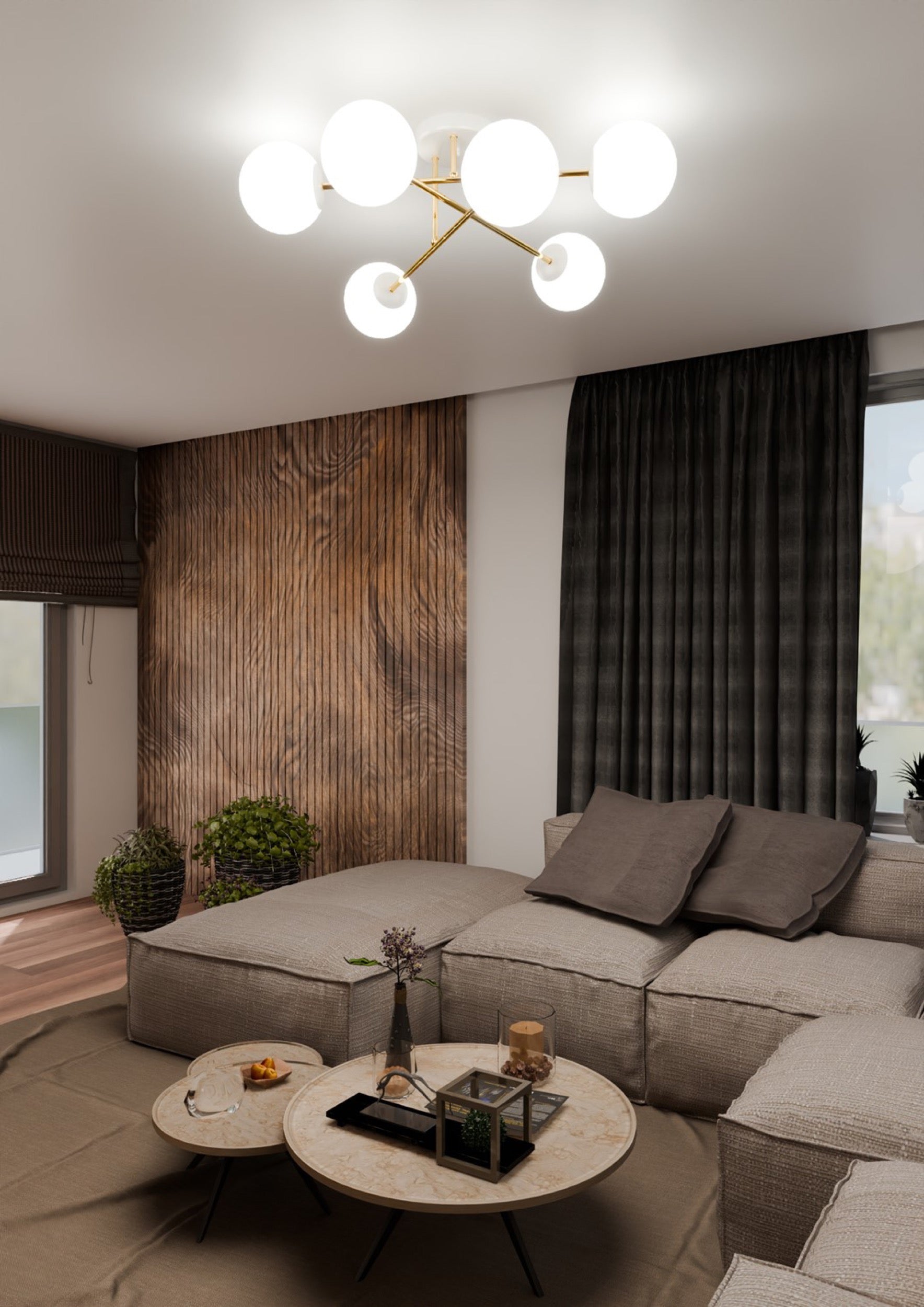 Lampa sufitowa Magnum x6 biało-złota