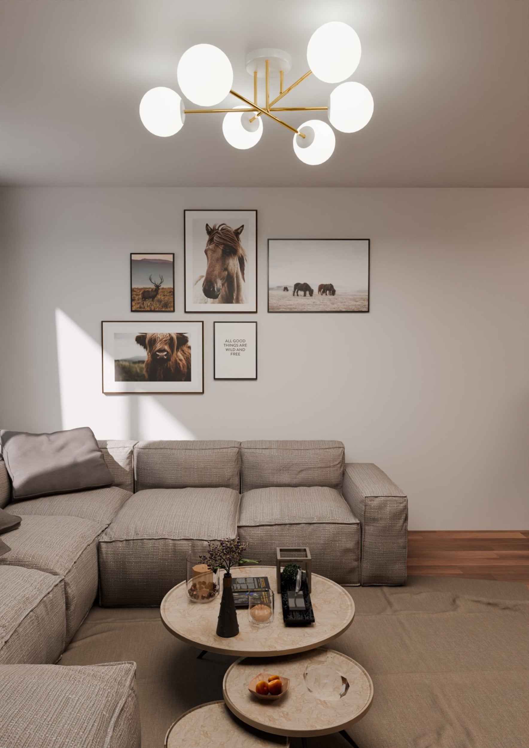 Lampa sufitowa Magnum x6 biało-złota