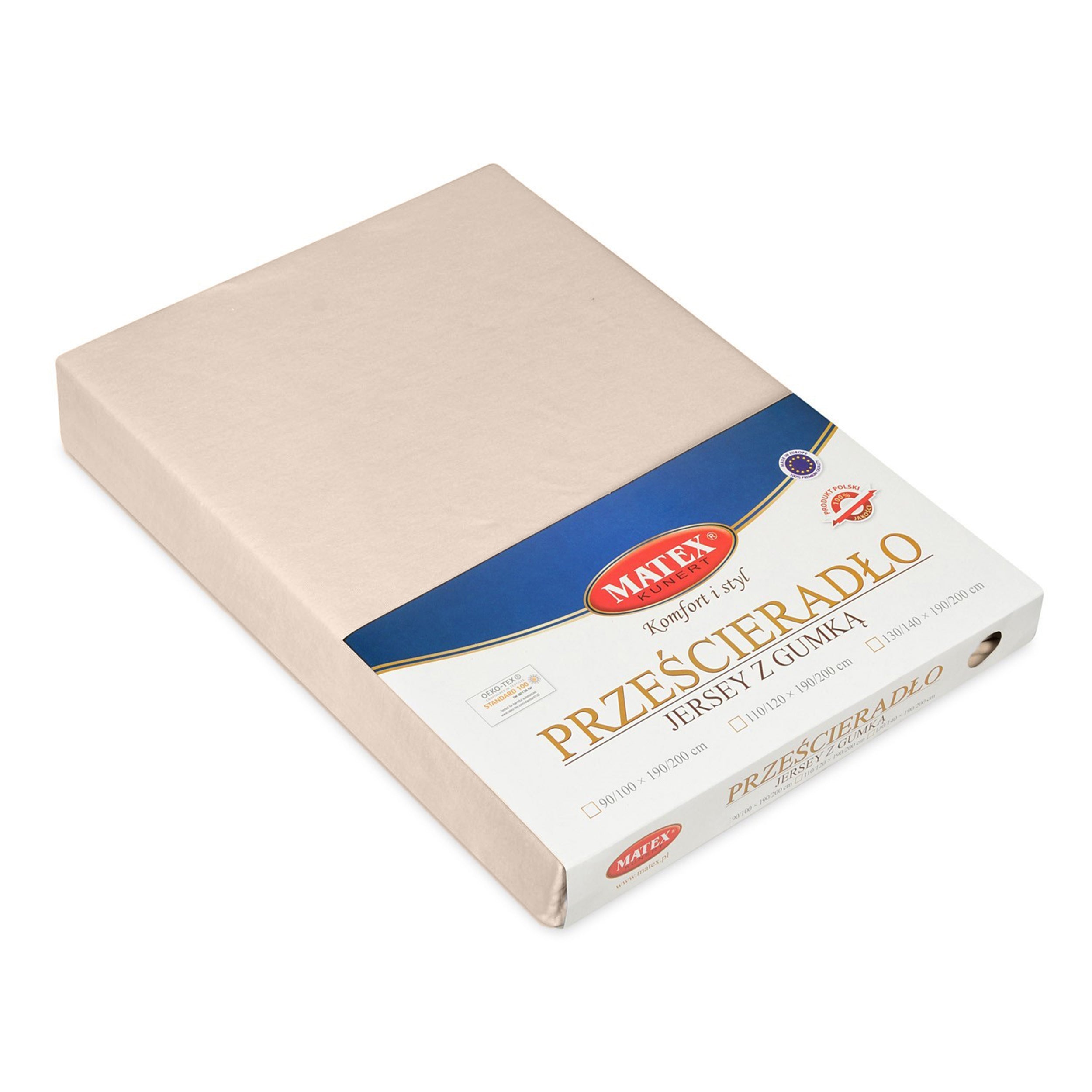 Prześcieradło jersey Herrent z gumą na materac 200x180 cm beżowe