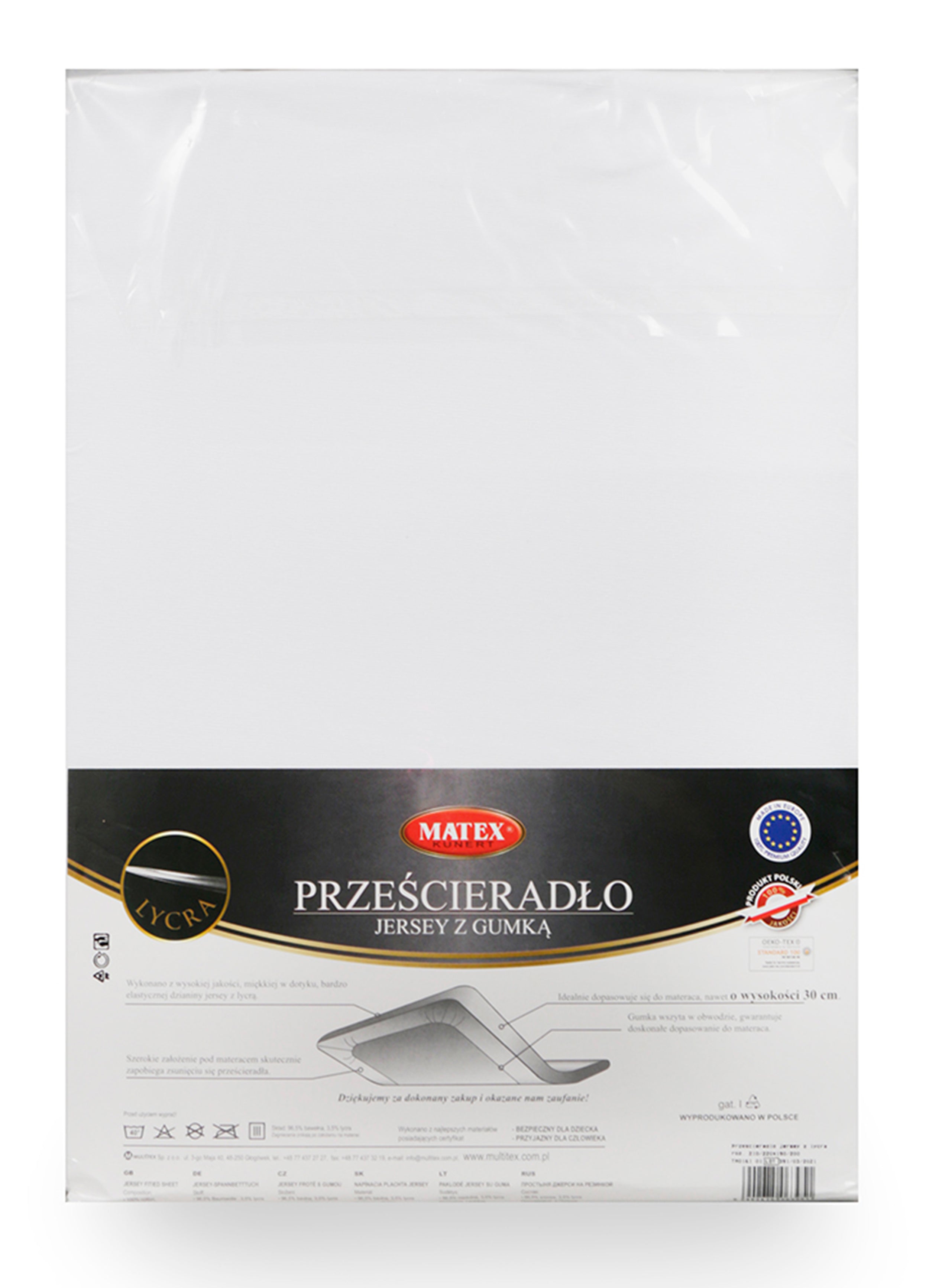 Prześcieradło jersey z lycrą Herrent z gumą na materac 200x180 cm białe